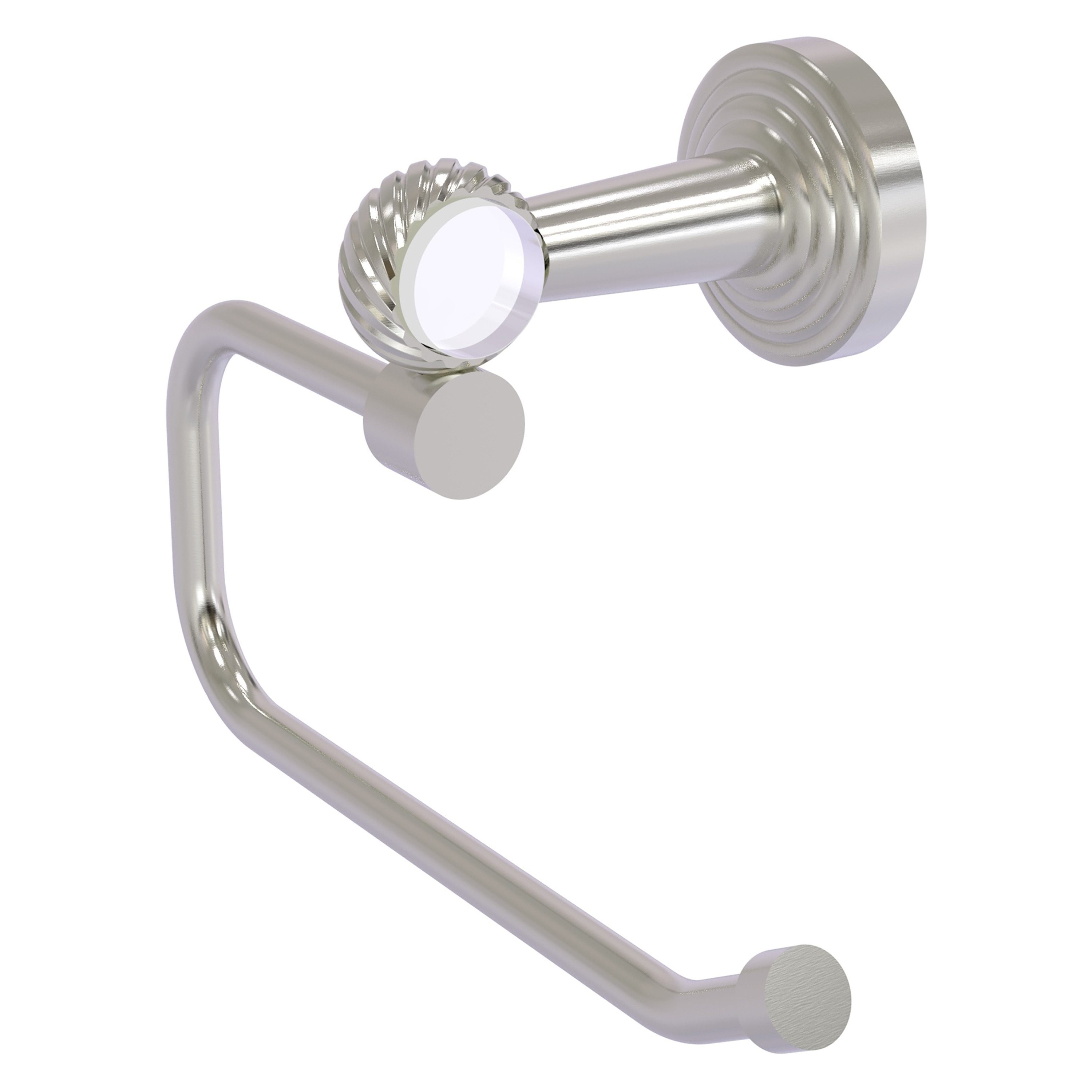 Allied Brass PB-24ET-SN Pacific Beach Satin Nickel Wall mount Single post Toilet Paper Holder 1 -Rolls with Storage