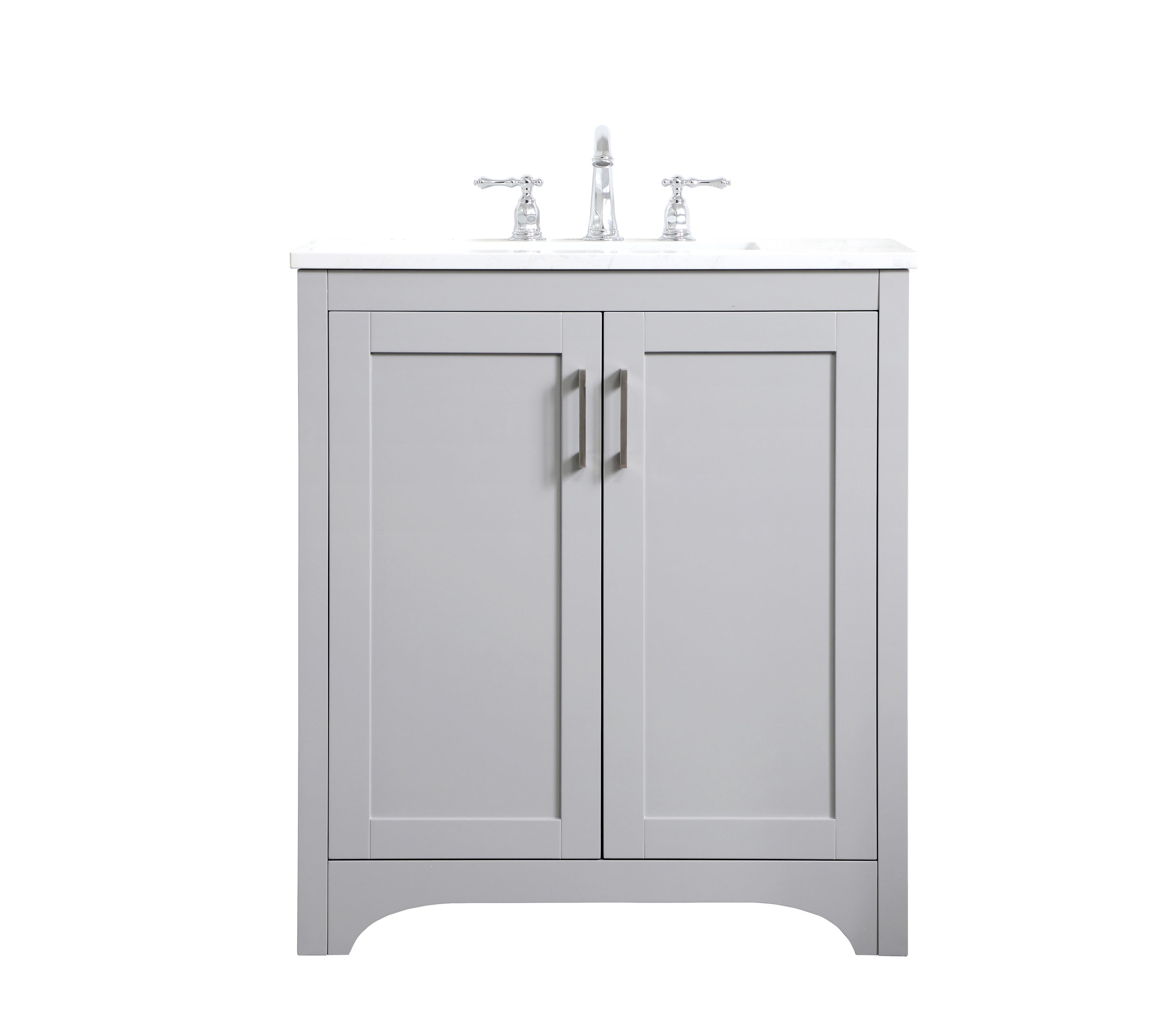 Home Furnishing 30-in Grey Undermount Single Sink Bathroom Vanity with Calacatta White Engineered Marble Top in Gray | - Elegant Decor HF51090GR