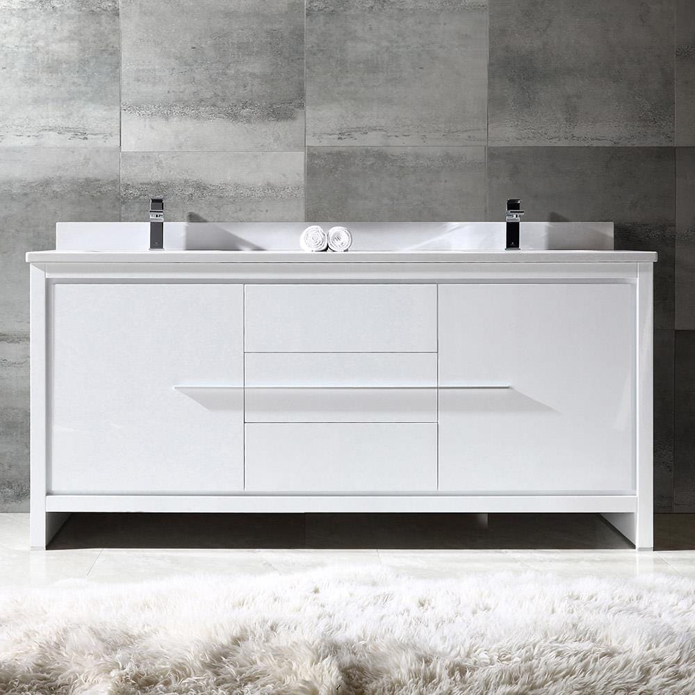 Fresca FCB8172WH-CWH-U Allier 72-in White Double sink Bathroom Vanity with White Ceramic Top