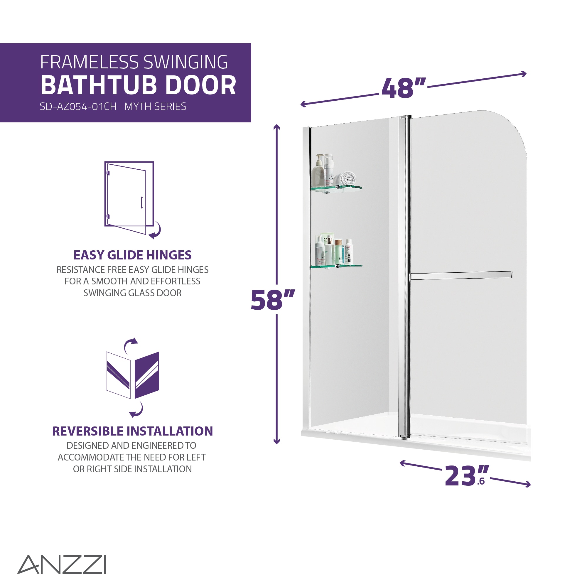 ANZZI SD-AZ054-01CH Bathtub-Doors - View #5