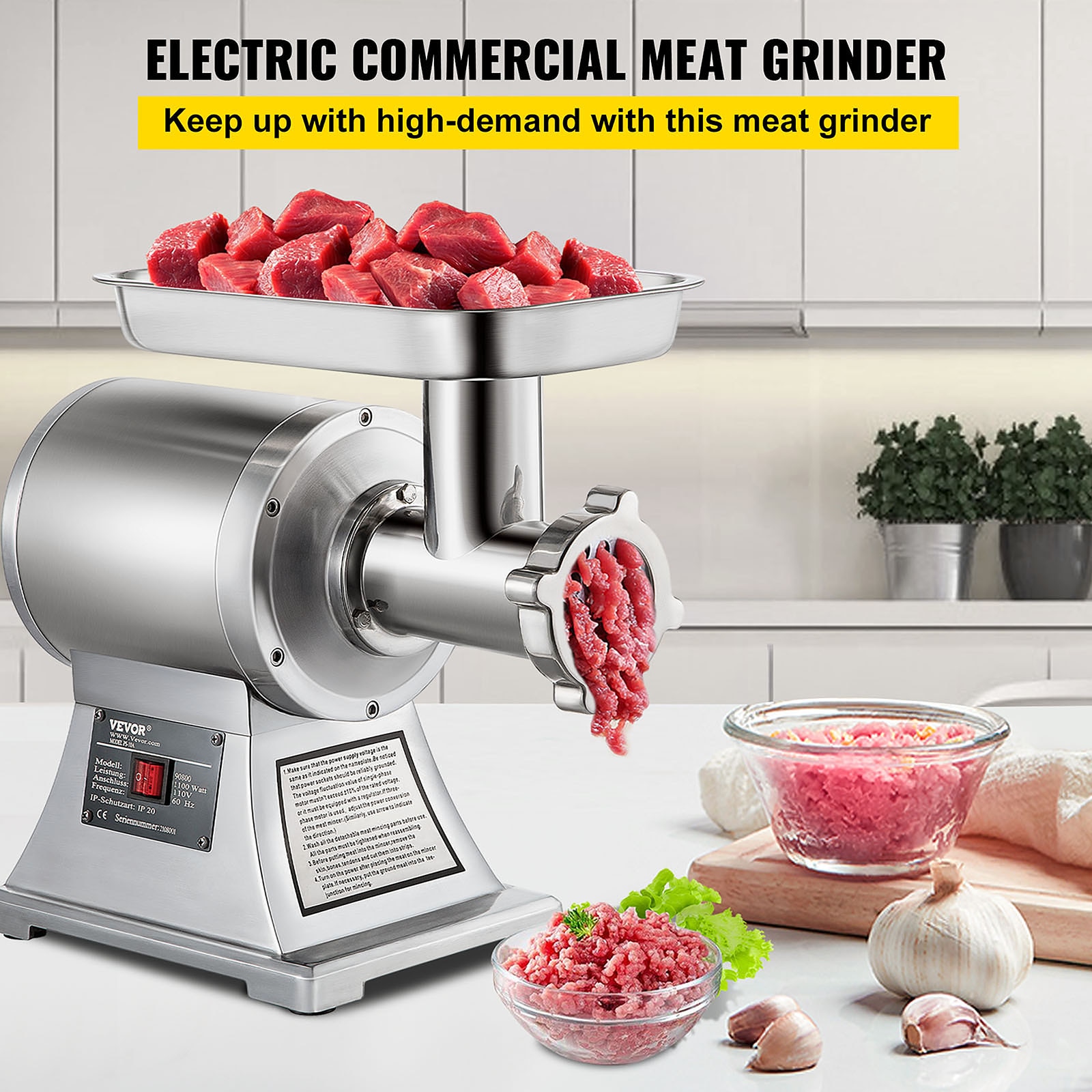 Commercial Grade Stainless Steel Heavy Duty Meat Grinder