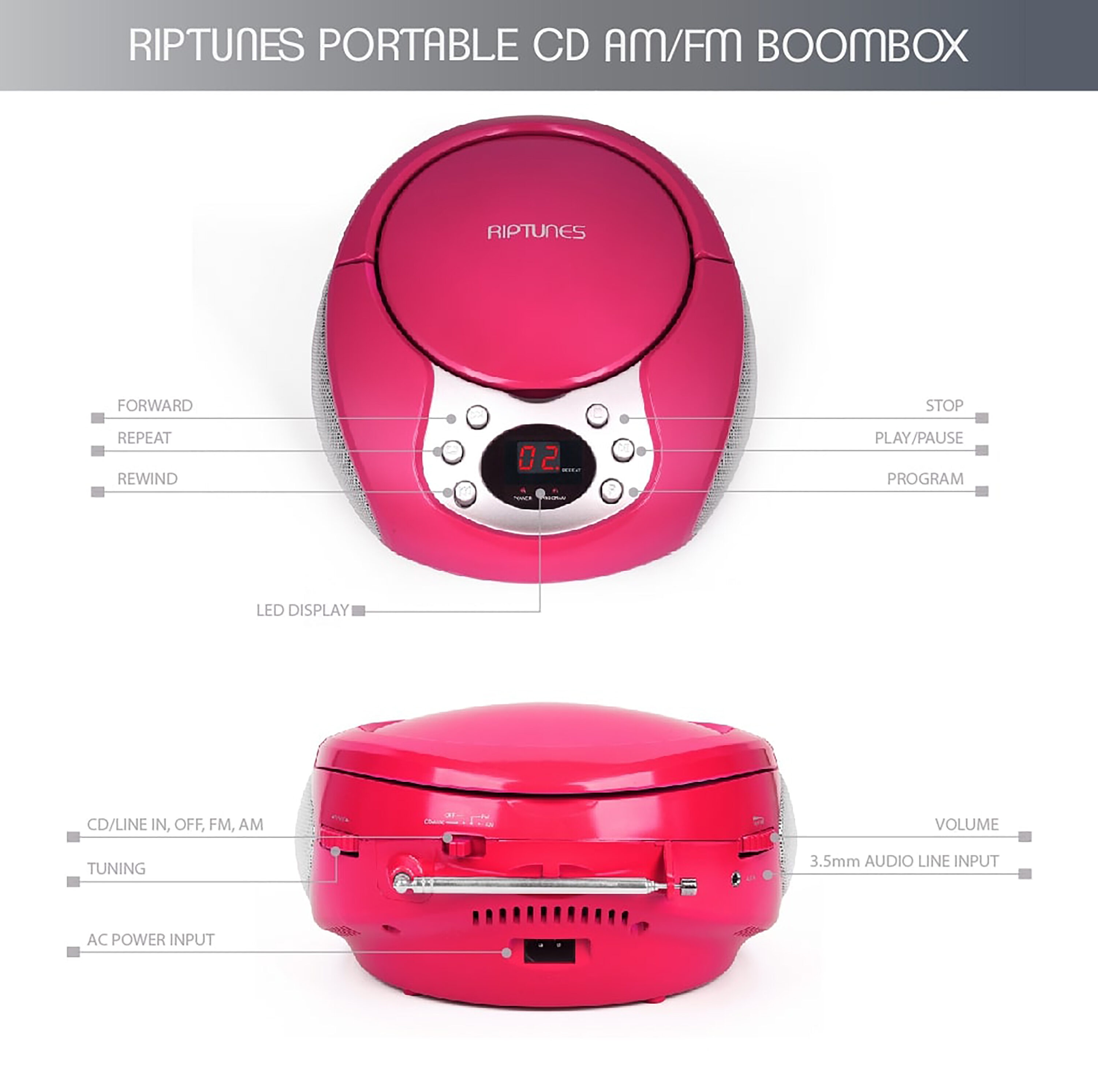 Riptunes WCDB204P697 Boomboxes-Radios - View #6