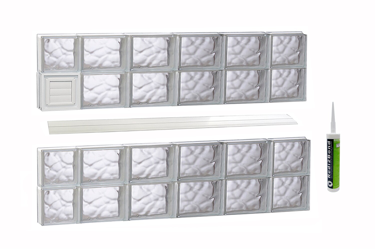 REDI2SET D4428DC Wavy Glass 42-1/2-in x 27-in Frameless Replacement Dryer vent Glass Block Window