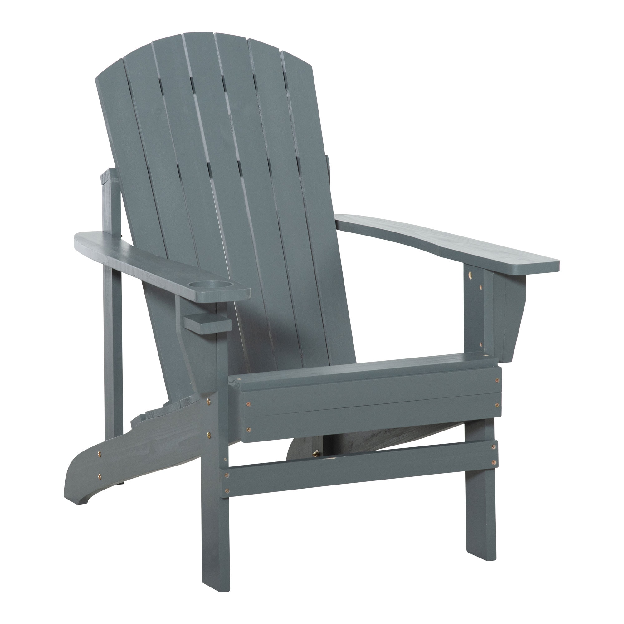 CESICIA W225-OPS-49 Patio Chairs Stackable Gray Wood Frame Stationary Adirondack Chair with Solid Seat