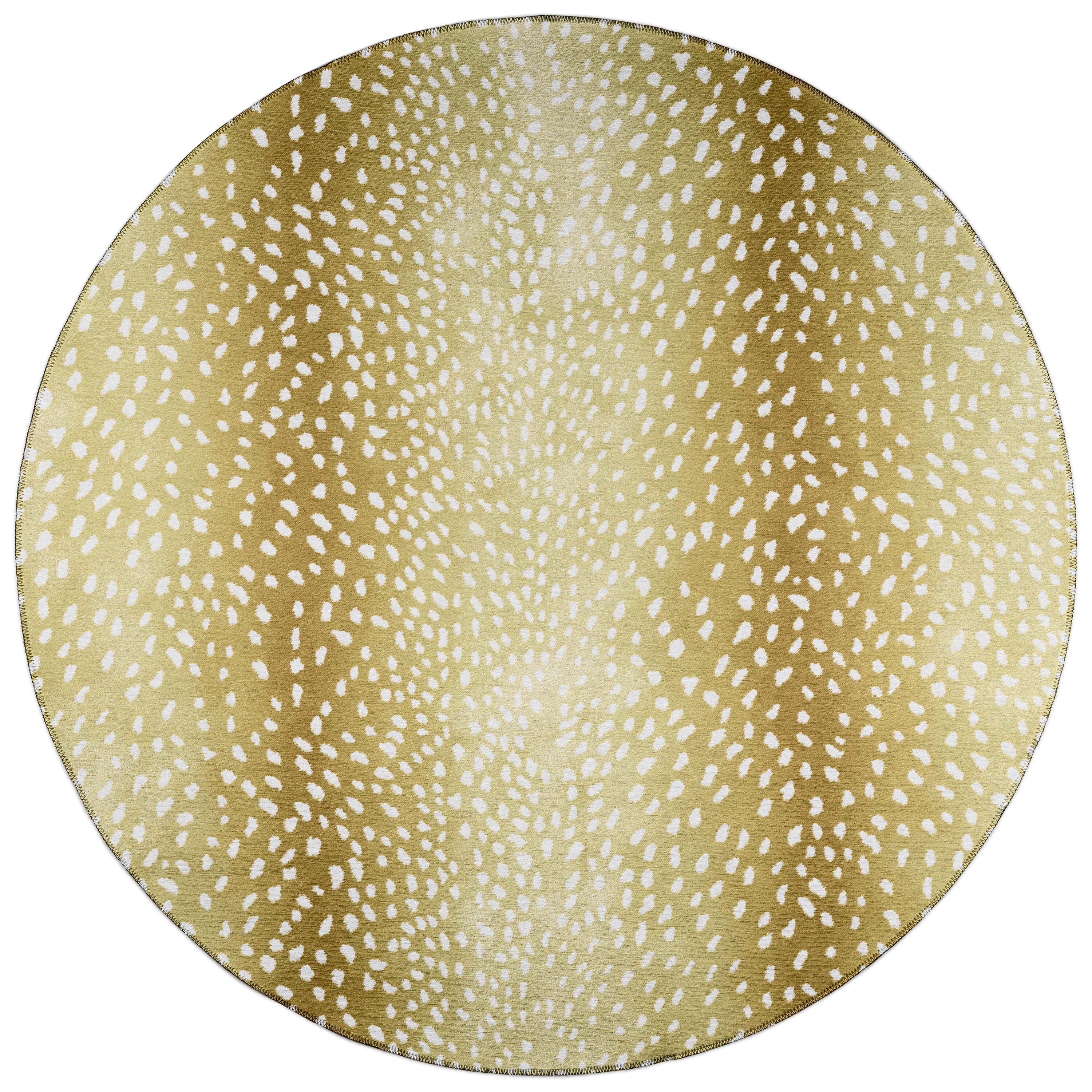 Addison Rugs ASF33GI8RO Safari 8 x 8 (ft) Chenille Gilded Round Indoor/Outdoor Animal print Bohemian/Eclectic Area rug