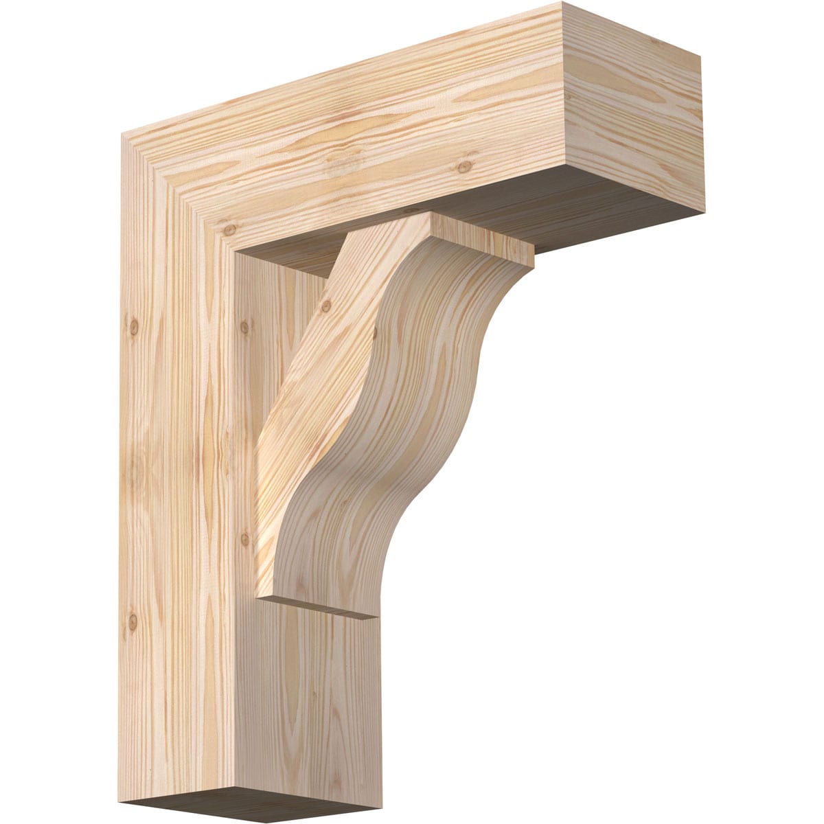 Ekena Millwork 1462567 Funston block smooth bracket with offset brace 7-1/2-in x 20-in x 24-in Douglas fir Brown Wood Standard bracket