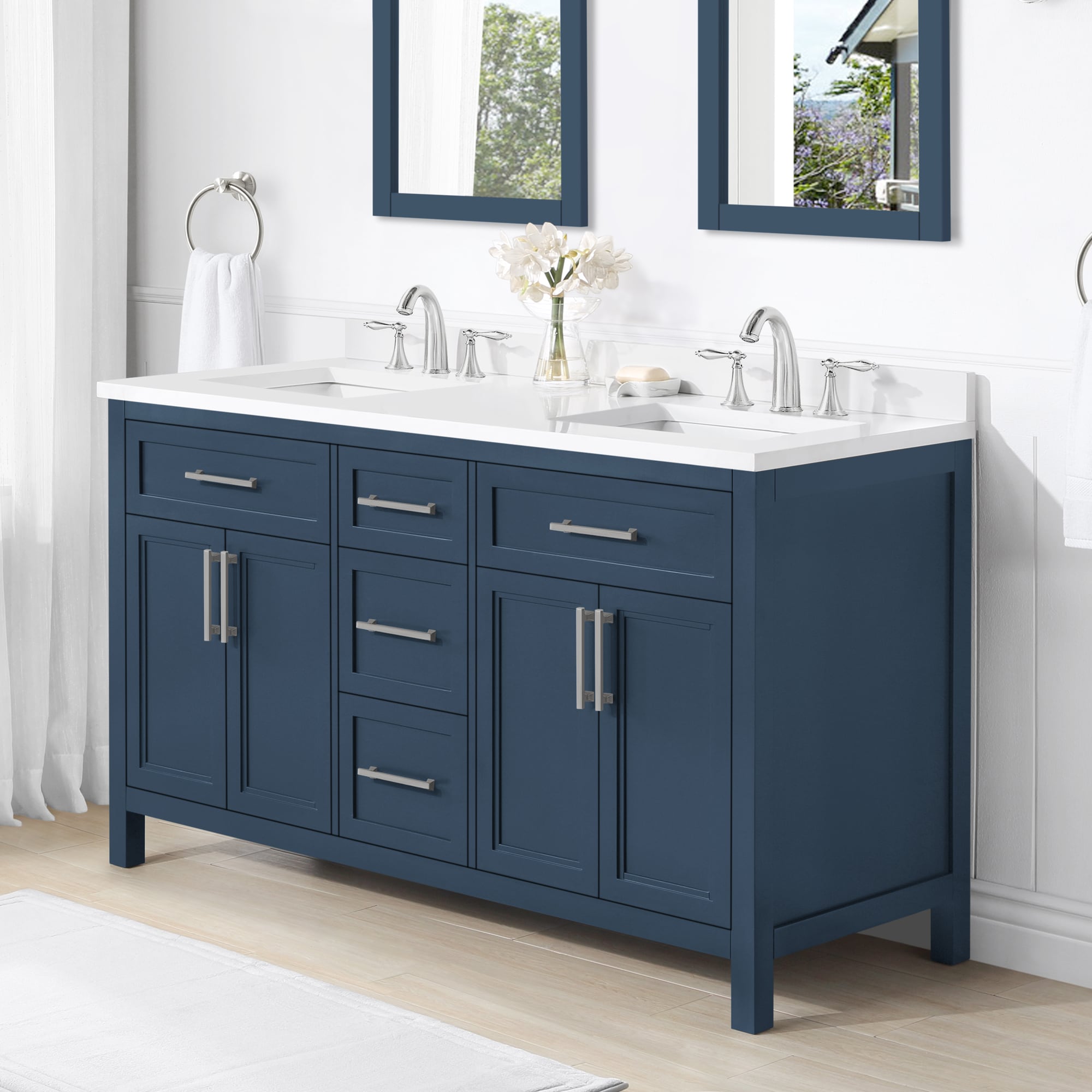 allen + roth Brinkhaven 60in Grayish Blue Undermount Double Sink