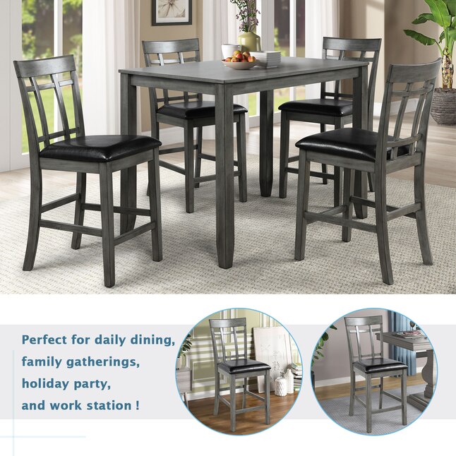 Clihome Gray and Black Contemporary/Modern Dining Room Set with ...