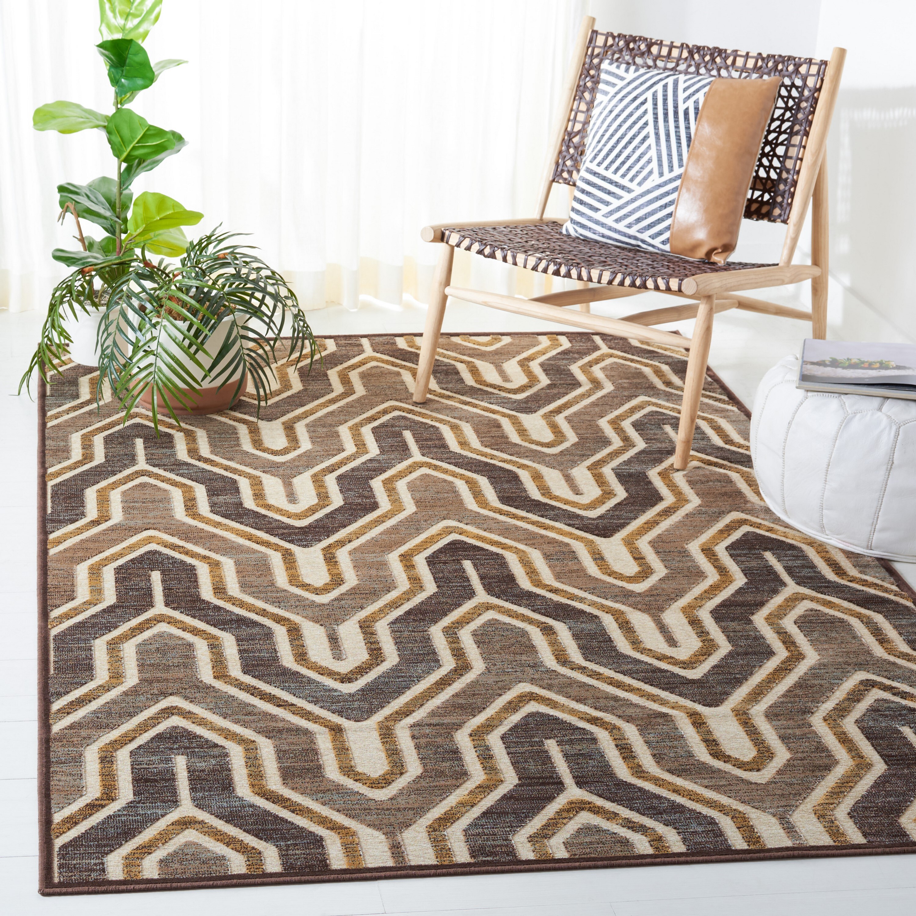 Safavieh PAR352-1340-4 Paradise Jasper 4 x 6 (ft) Loomed Synthetic Creme/Brown Rectangular Indoor Trellis Oriental Area rug