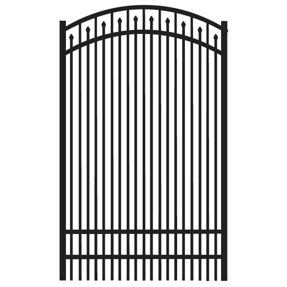 Freedom York 6 Ft H X 4 Ft W Black Aluminum Spaced Picket Flat Top Decorative Fence Gate At 0045