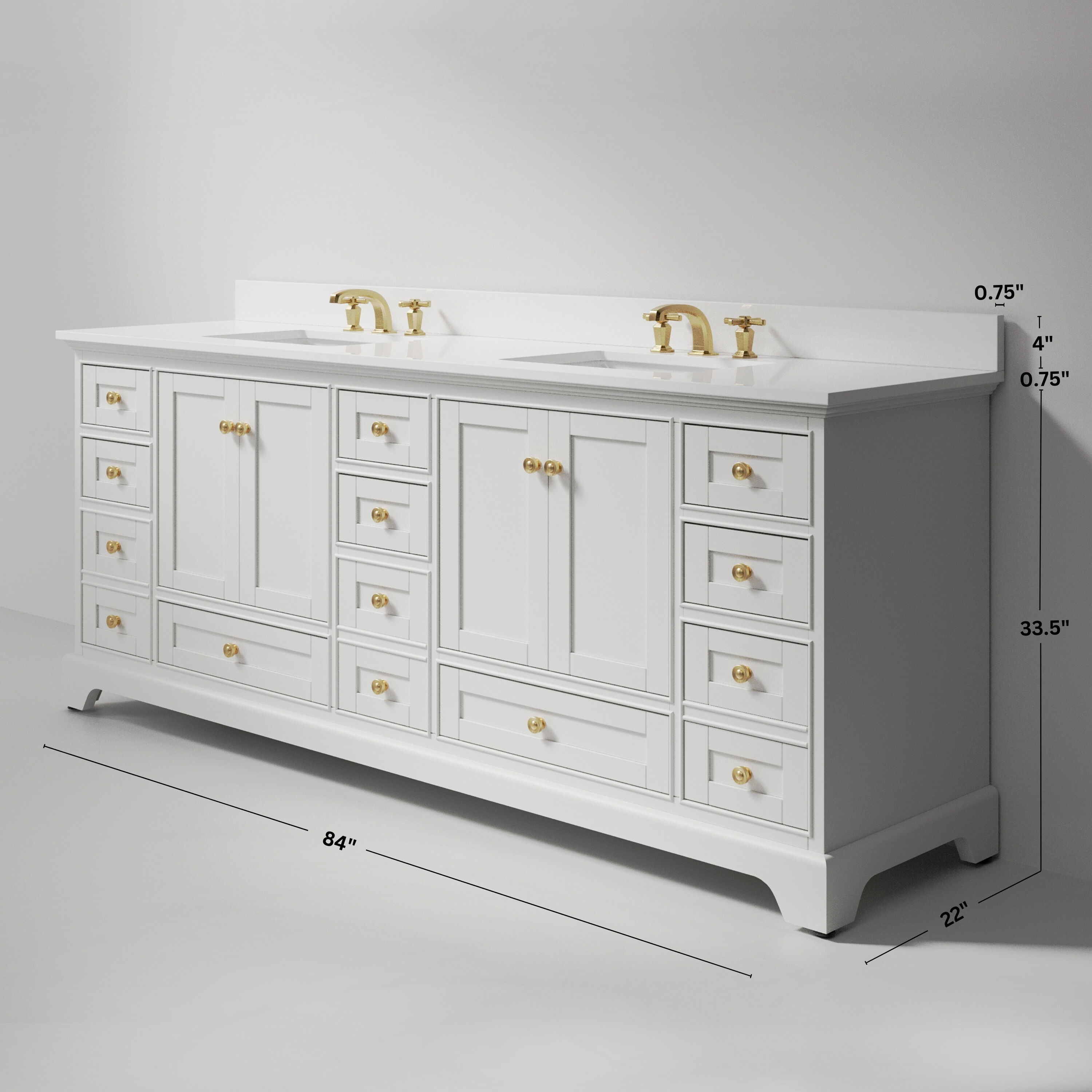 Ancerre Designs VTSAUDREY84-W-QCL-GD Bath-Vanity-Combo - View #3