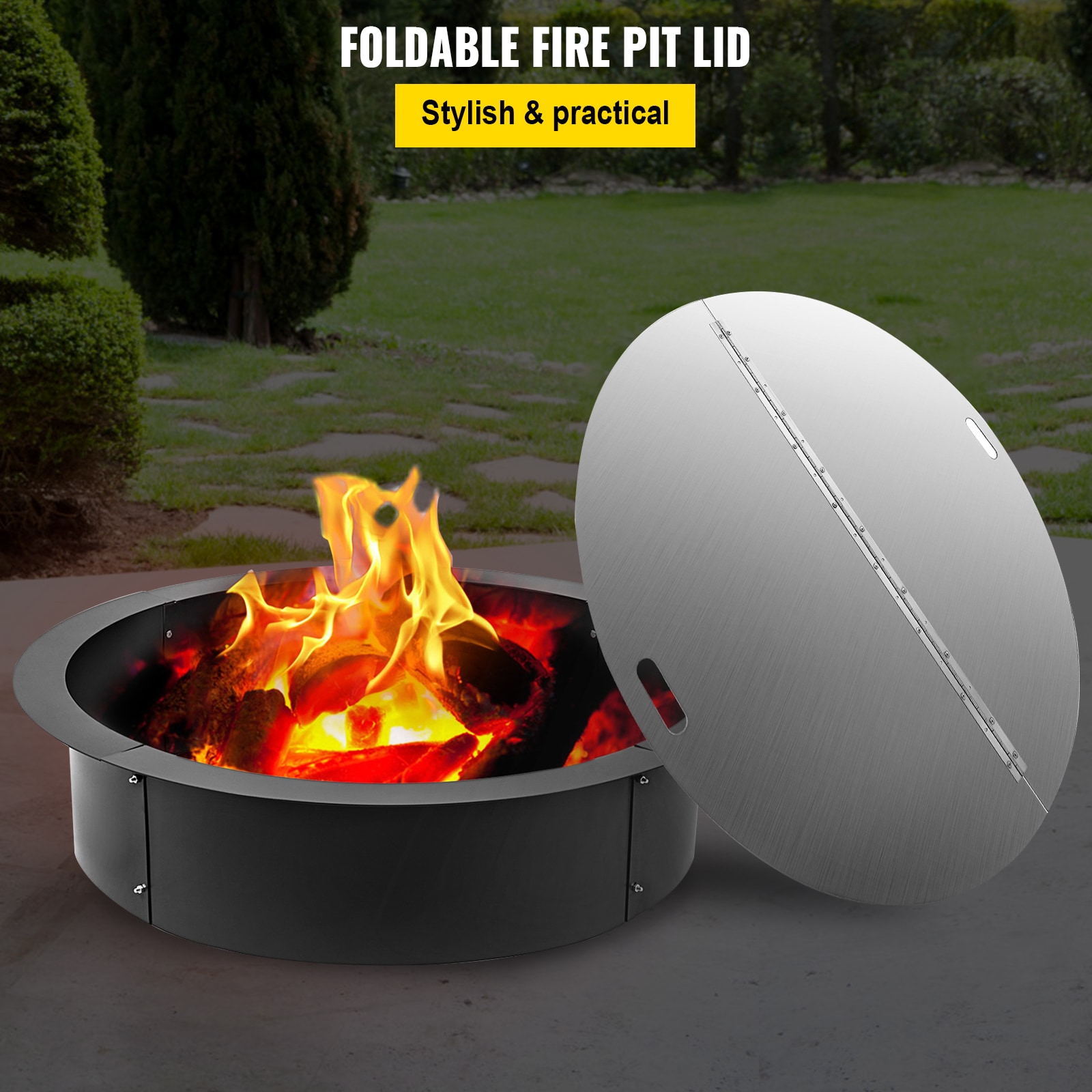 40'' Round Foldable Stainless Steel Fire Pit Lid