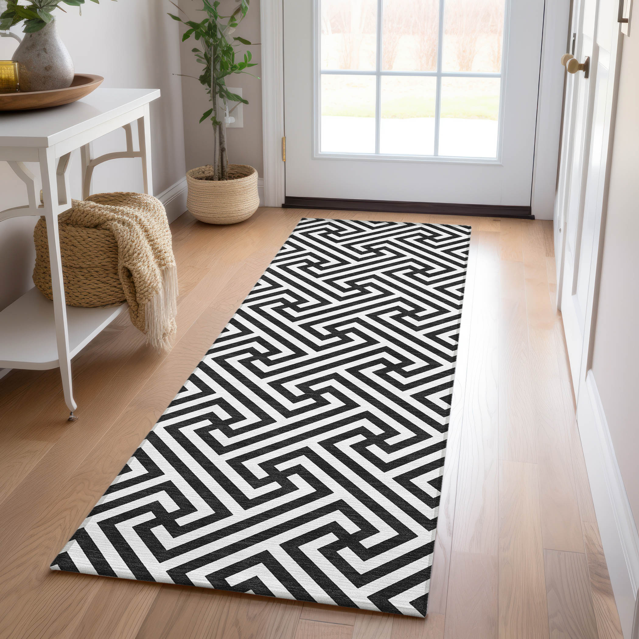 Addison Rugs ACN731BK2X8 Chantille ACN731BK 2 x 7 (ft) Polyester Black Rectangular Indoor/Outdoor Geometric Machine washable Area rug