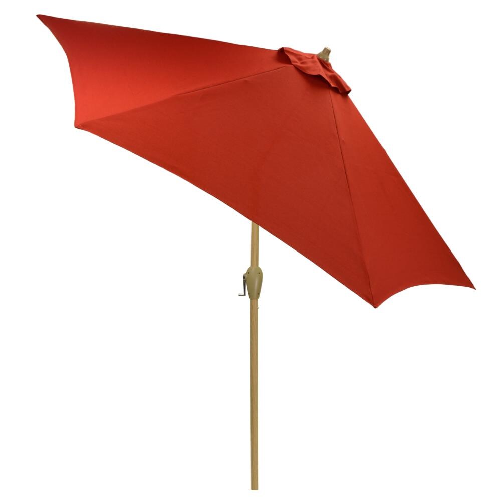 Plantation Patterns 9960-012946LW 9-ft Steel Red Push-button Tilt Market Patio Umbrella
