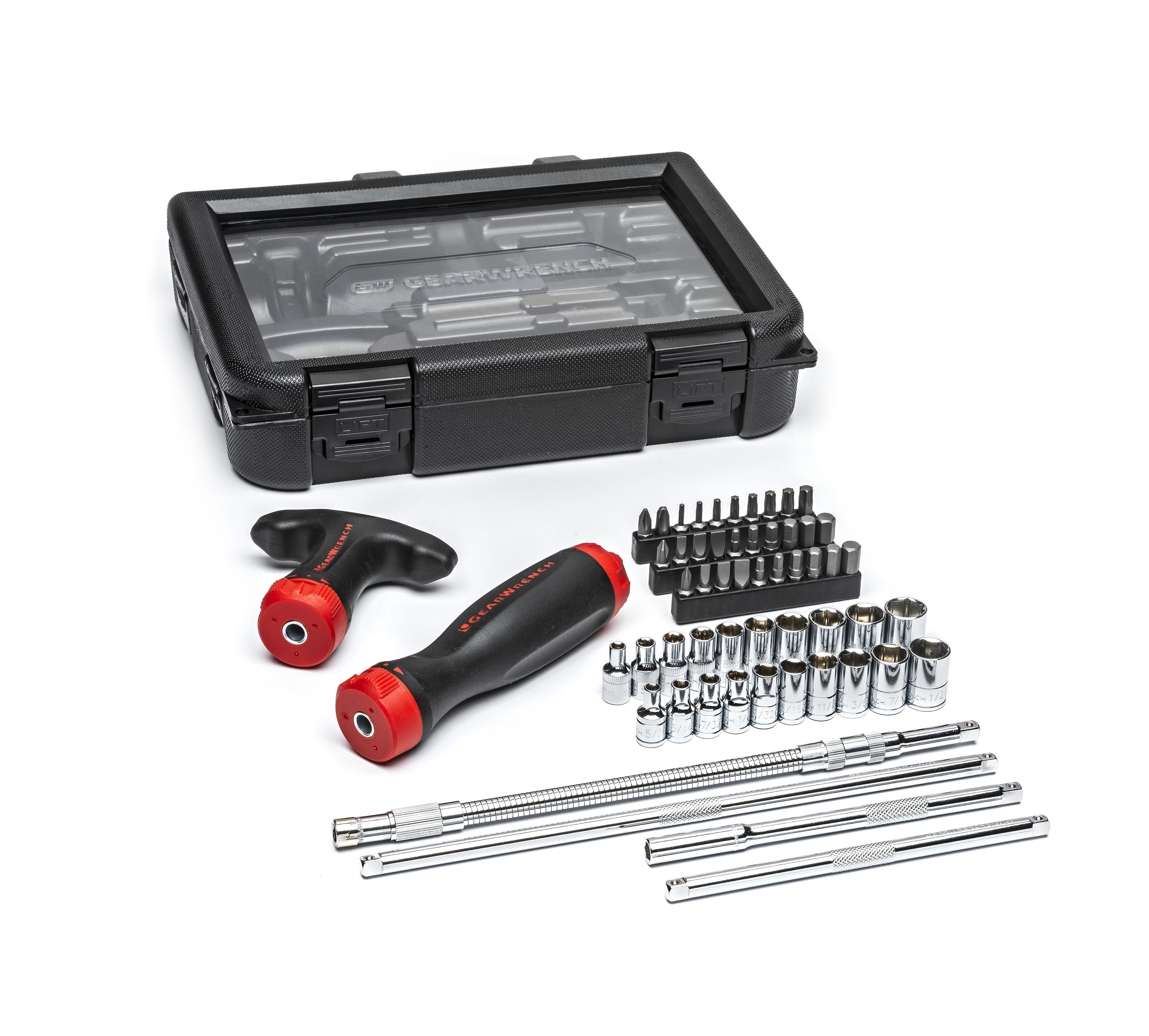 56 Piece Ratchet Screwdriver, Screwdriving Bits and Nutdriver Set