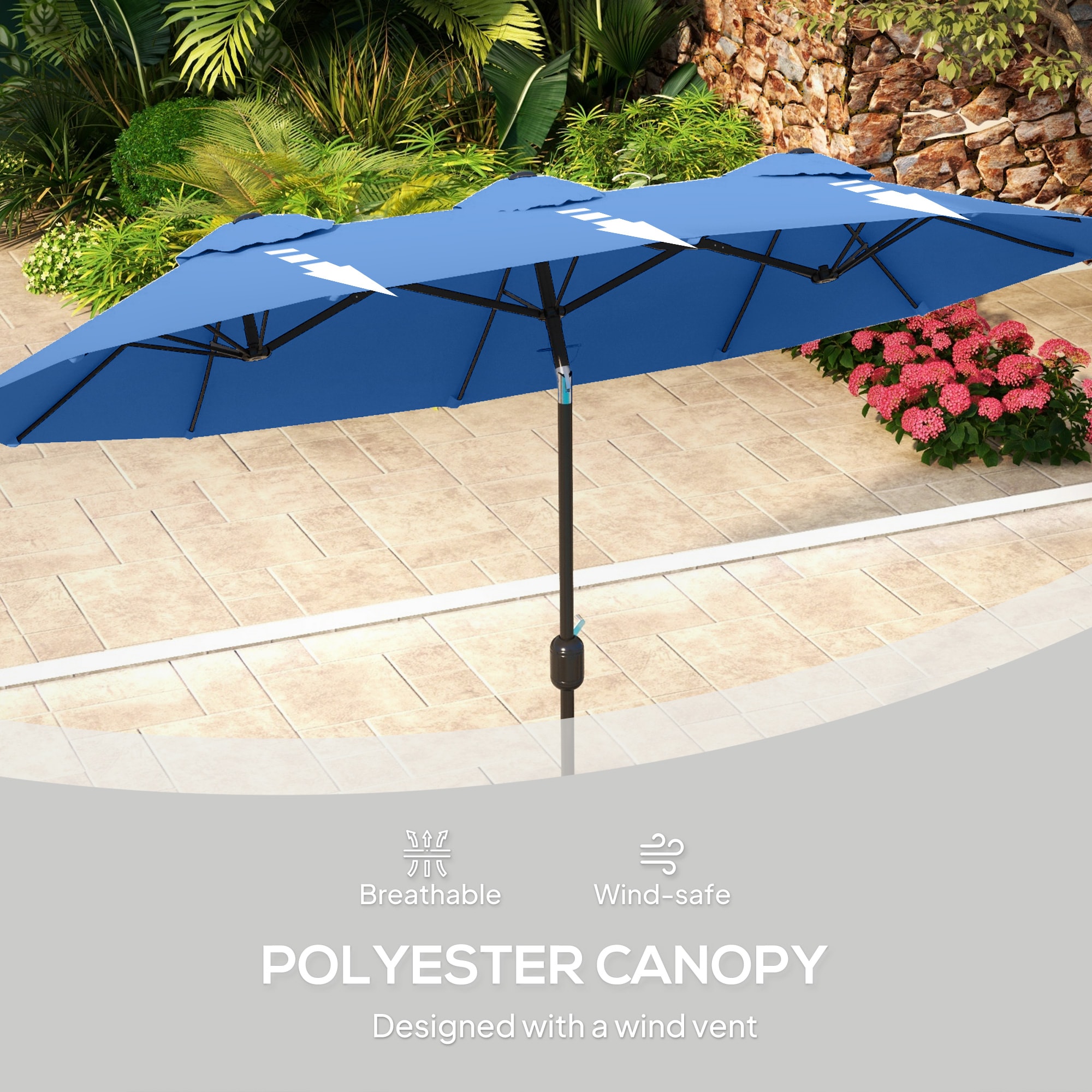 city furniture patio umbrella 7.5 ft. Aluminum Market Patio Umbrella with Push Button Tilt & Crank in  Black 200789154