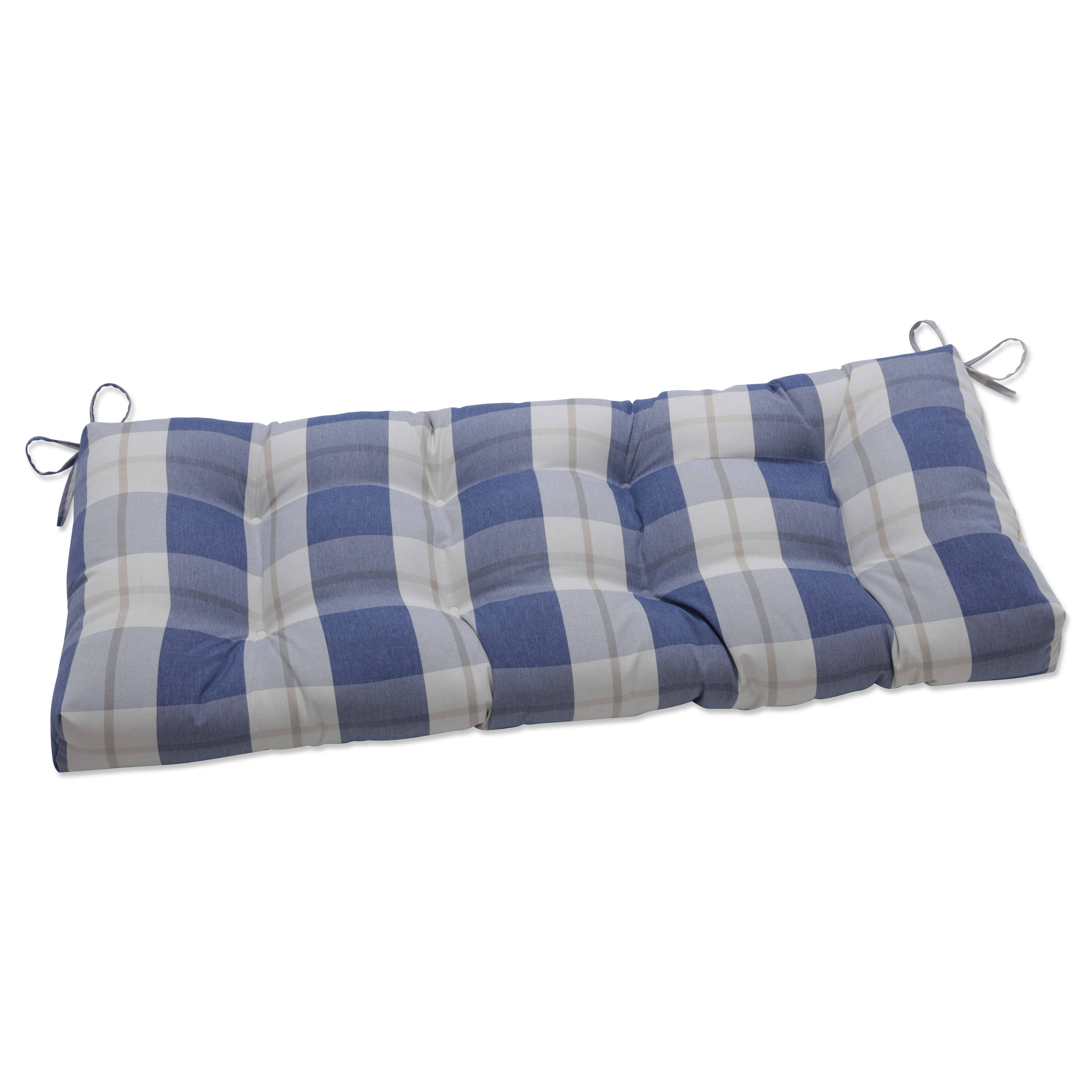 Pillow Perfect Outdoor/Indoor Branson Lapis 48 Blown Bench 18-in