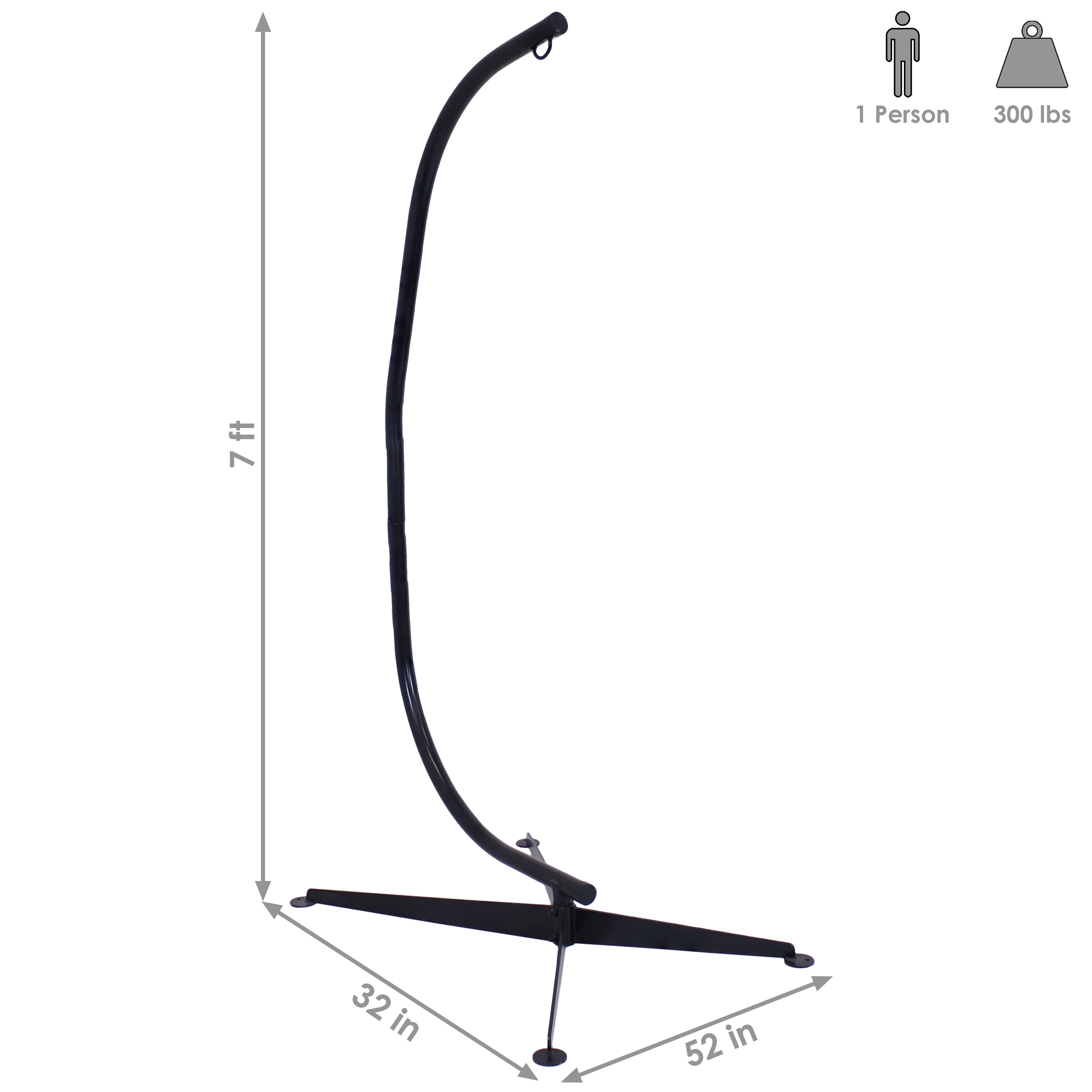 Black Powder-Coated Steel C-Stand Hammock Chair Stand