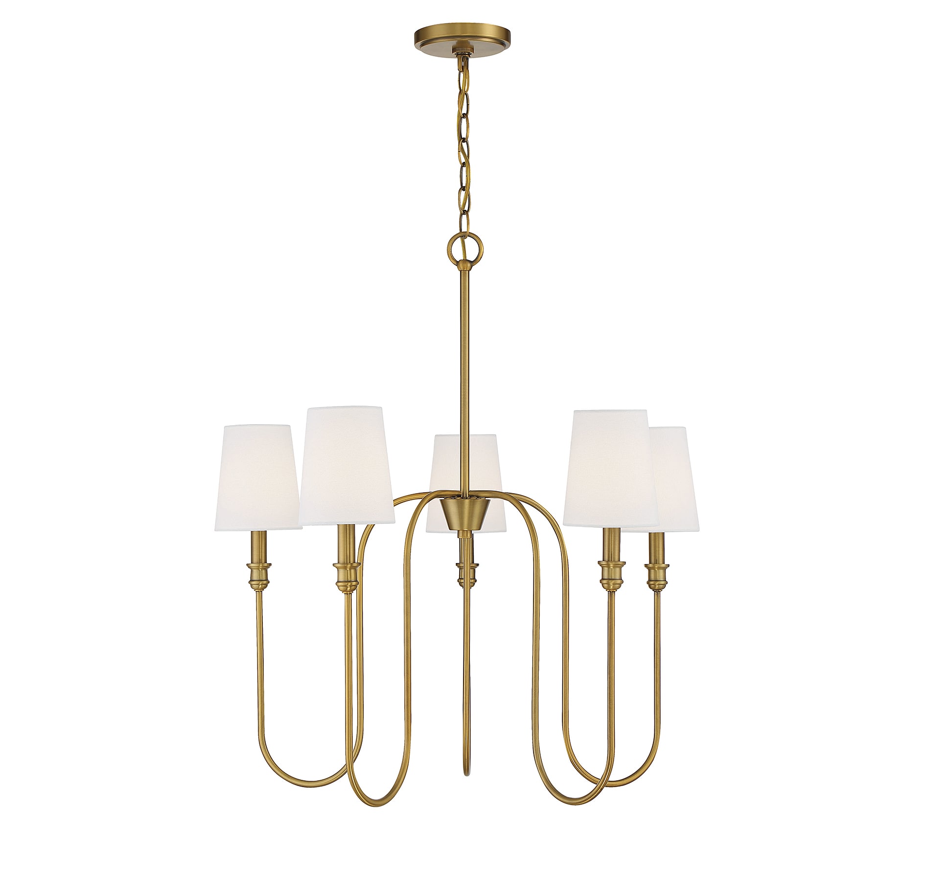 Meridian Lite Trends M10077NB Meridian 5 -Light Brushed Brass Modern/contemporary For Use in Bedrooms, Dining Rooms, Foyers, Kitchens, Living Rooms Chandelier