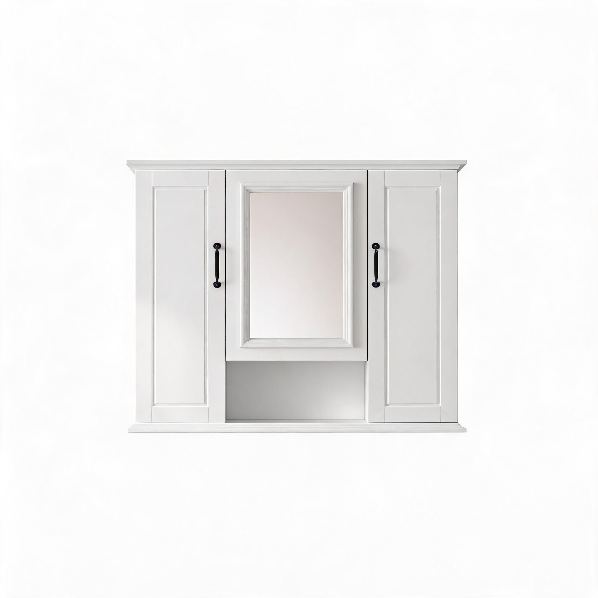 LIVACA 36 inch White MDF Board and Solid Rubber Wood Freestanding Bathroom Vanity with Soft-Close Drawers and Tip-Out Tray