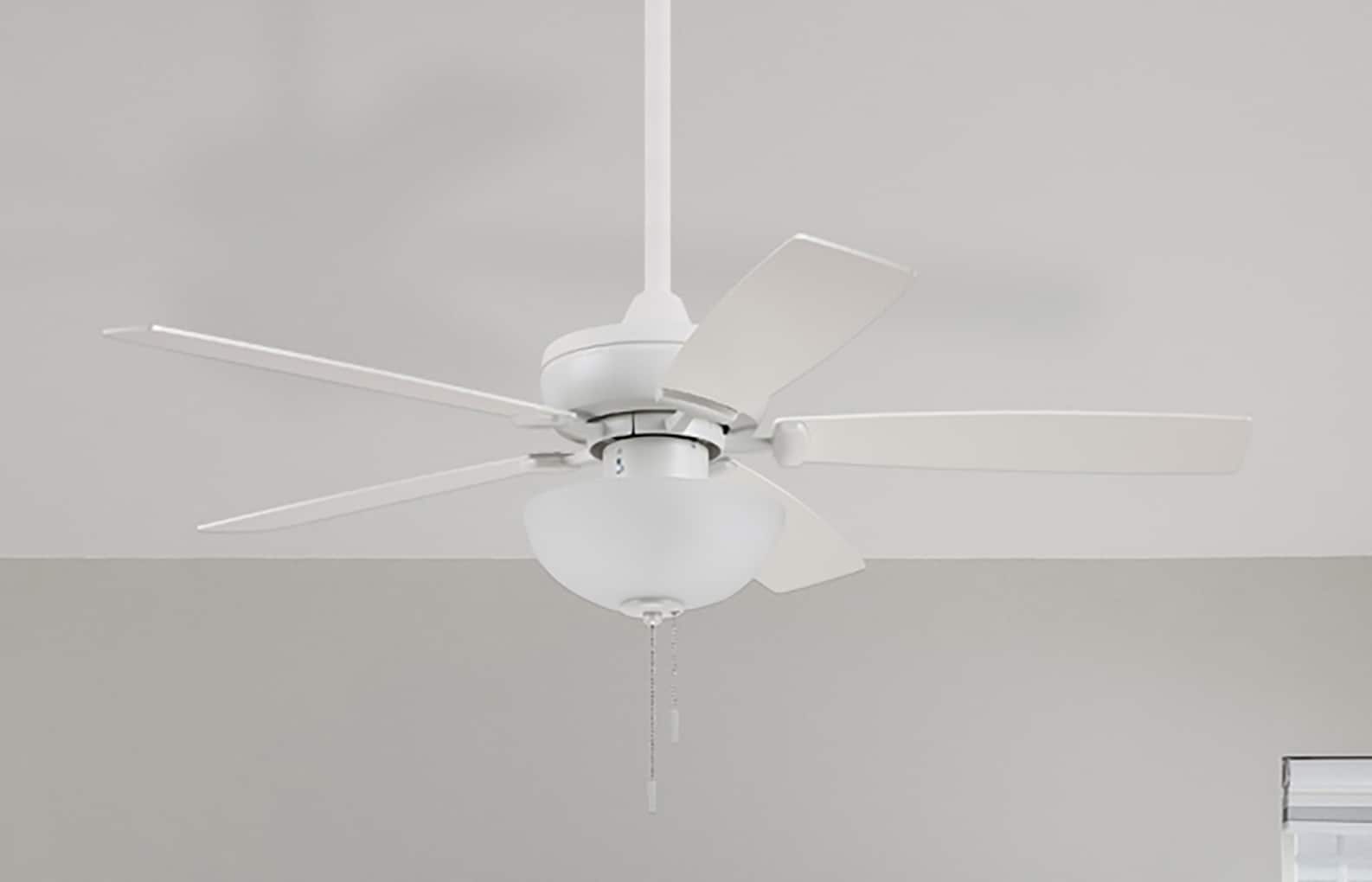 Harbor Breeze SD44LW5LS 44-in Downrod or Flush Mount White with White/Driftwood Blades Ceiling Fan With Light ( 5 -Blade )