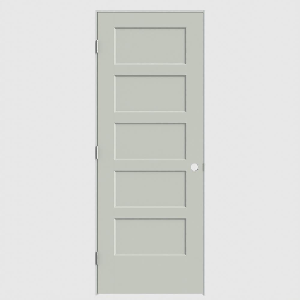 Masonite 640518 32-in x 80-in White Solid core 5-panel square Right hand Smooth Prefinished Molded composite Flat Jamb Single Prehung Interior Door