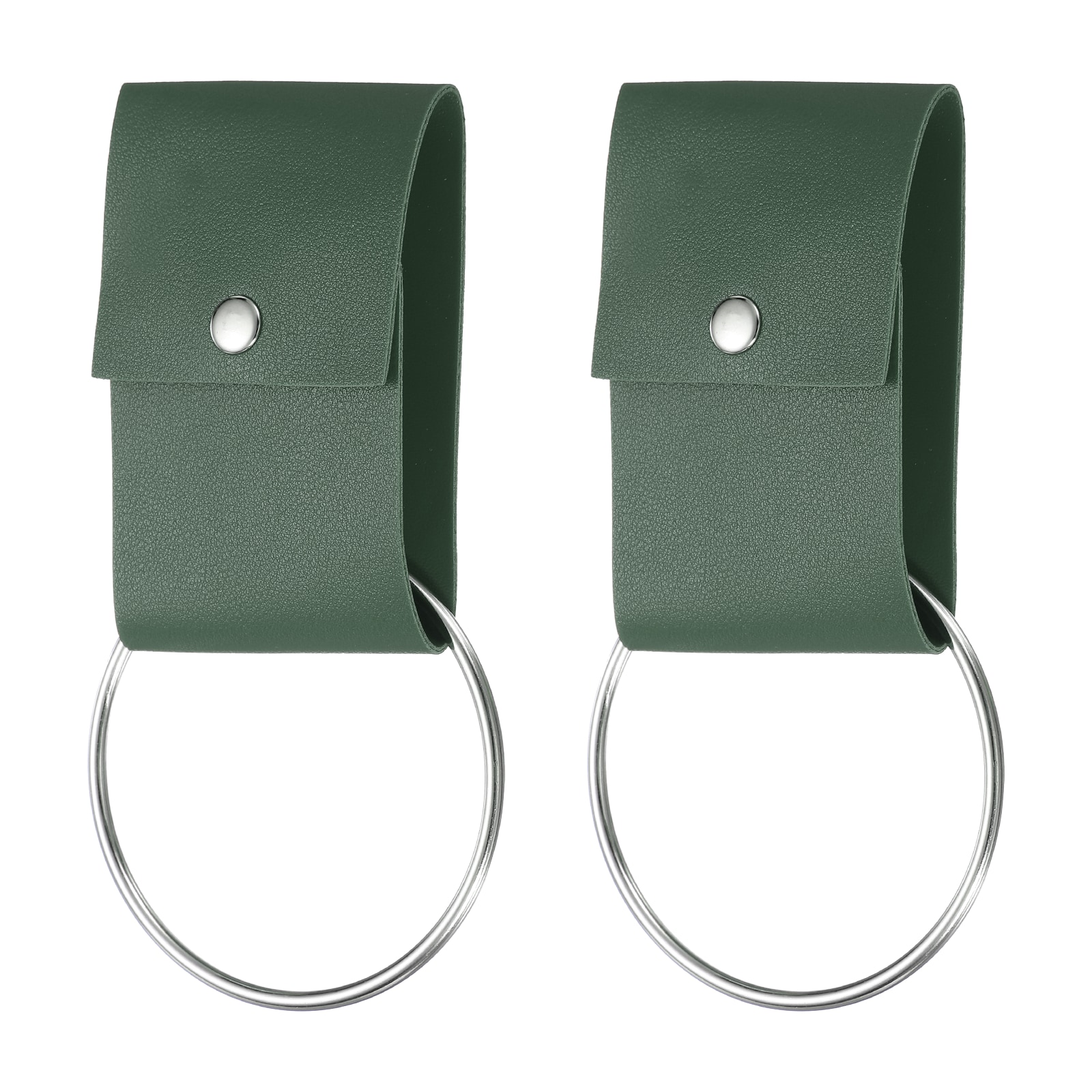 Unique Bargains 2pcs Towel Ring Holder with Loop Kitchen Bathroom Dish Towels Holder Leather Wall Hook Oven Door Hanger for Farmhouse Home Decor Cabinets Oven Handle or Rods Green #S26051300UX2108