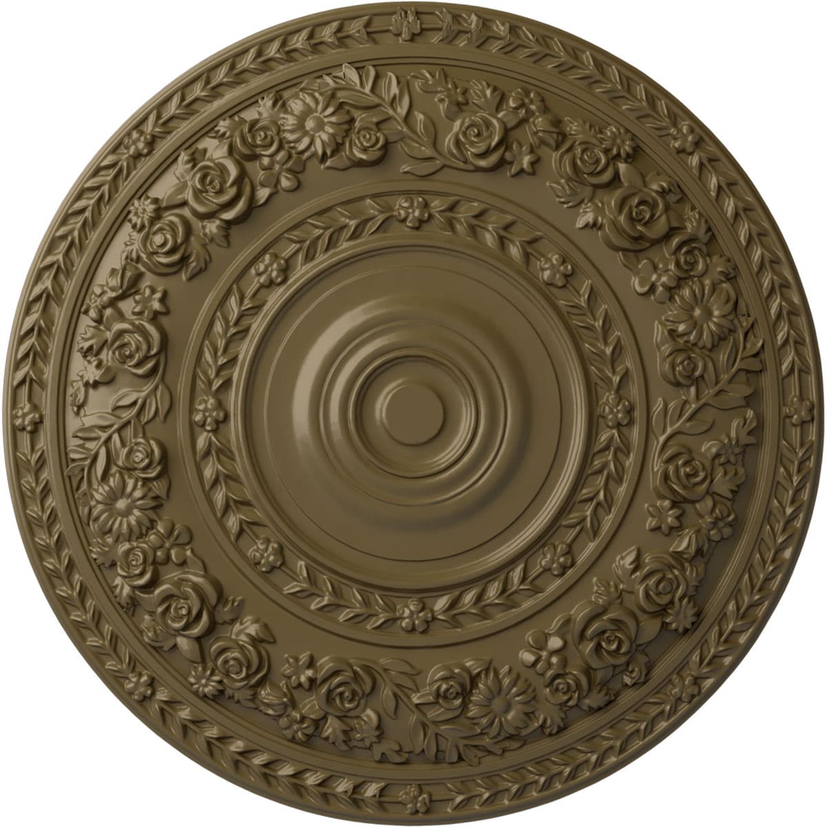 Ekena Millwork CM33ROMMF Rose 33.875-in W x 33.875-in L Painted Mississippi Mud Polyurethane Whole Ceiling Medallion