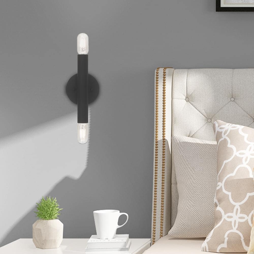 Copenhagen Dual-Light Black Steel ADA Wall Sconce