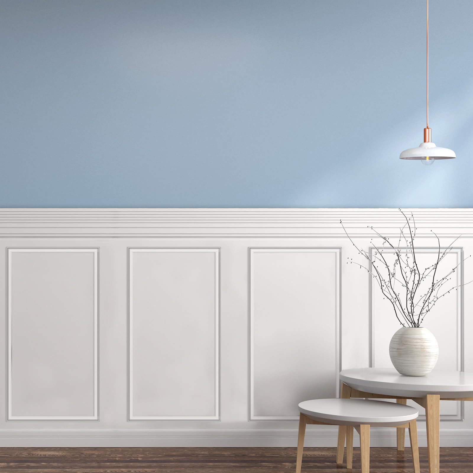 Vrbgify  3 Set Accent Wall Molding Kit 12 Piece Pre Cut Peel and Stick Wainscoting Panels White 12 x 24 Inch for Door and Wall Decor