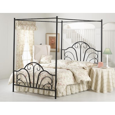 Hilale Furniture Dover Textured, Black Iron King Canopy Bed