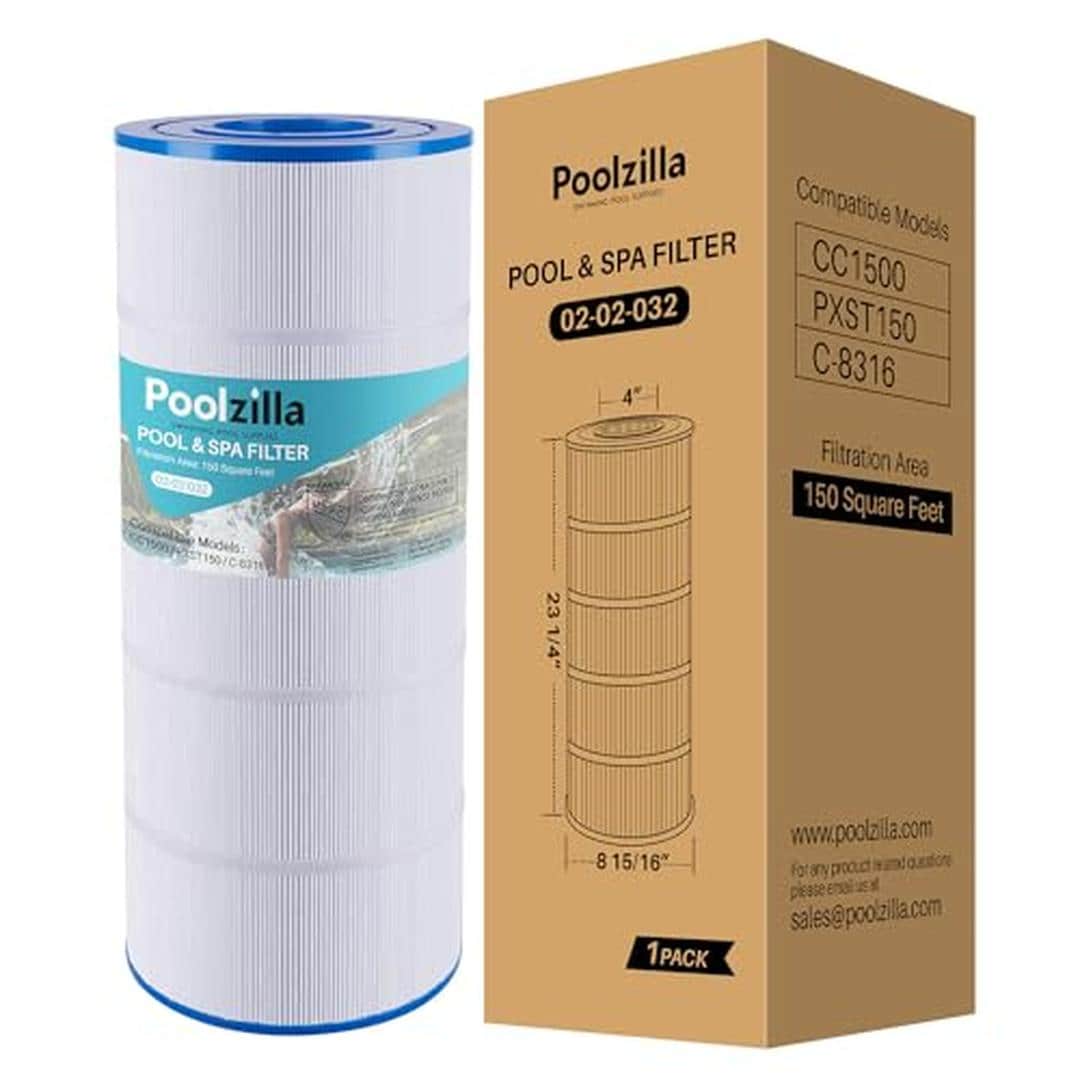 Poolzilla 02-02-032-1PK Replacement Pool Filter Cartridge Compatible with PLFPXST150 Hayward X Stream CC1500 CC 1500 E Waterway Pro Clean 150 Unicel C 8316 Filbur FC 1286 Pleatco PXST150