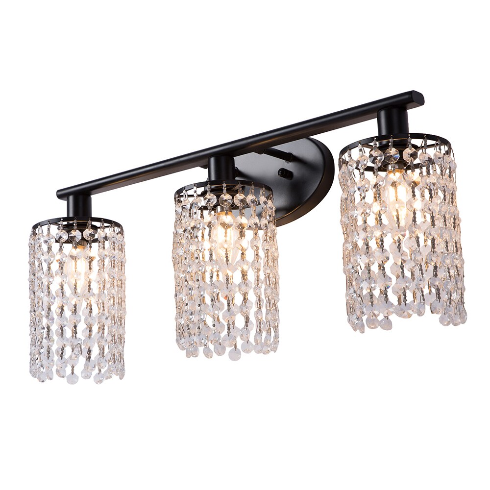 Oukaning 21.63-in W 3-Light Black Mid-century LED Wall Sconce in the ...