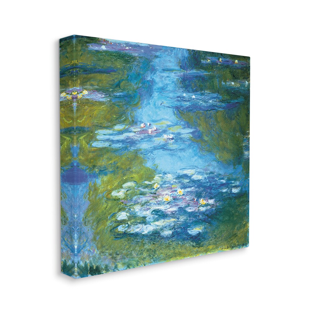 Stupell Industries AC-558-CN-30X30 Classical Water Lilies Painting Detail Traditional Monet Claude Monet Gallery Wrapped Canvas 30-in H x 30-in W Floral Canvas Print