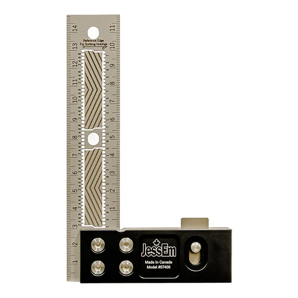 JessEm 07406 07406 150mm Stainless Steel Precision Square Measuring Tool Ruler with Patented Flex Grip and Fade Resistant Markings - Metric