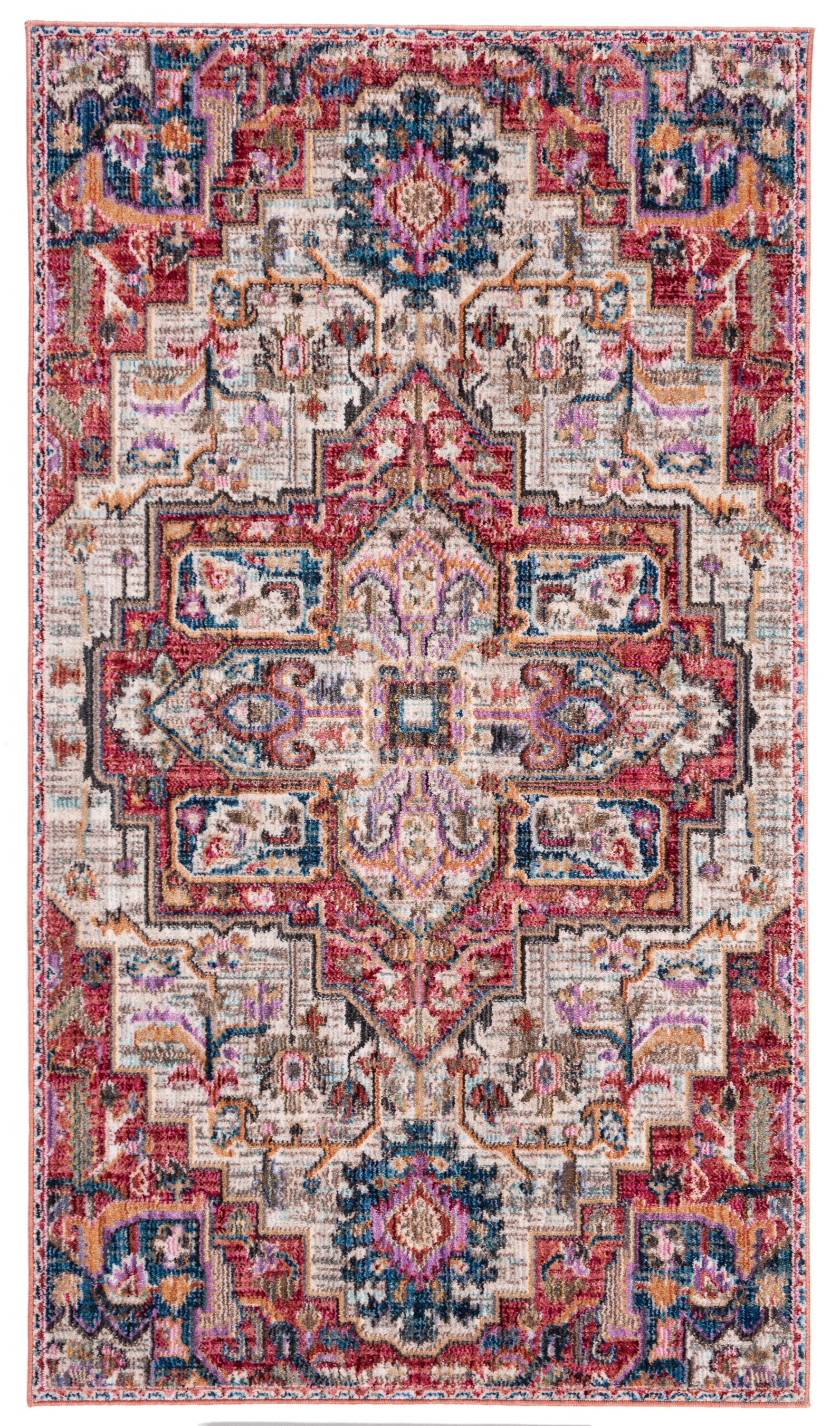 Reversible Red Cotton Synthetic 5' x 7' Rectangular Area Rug