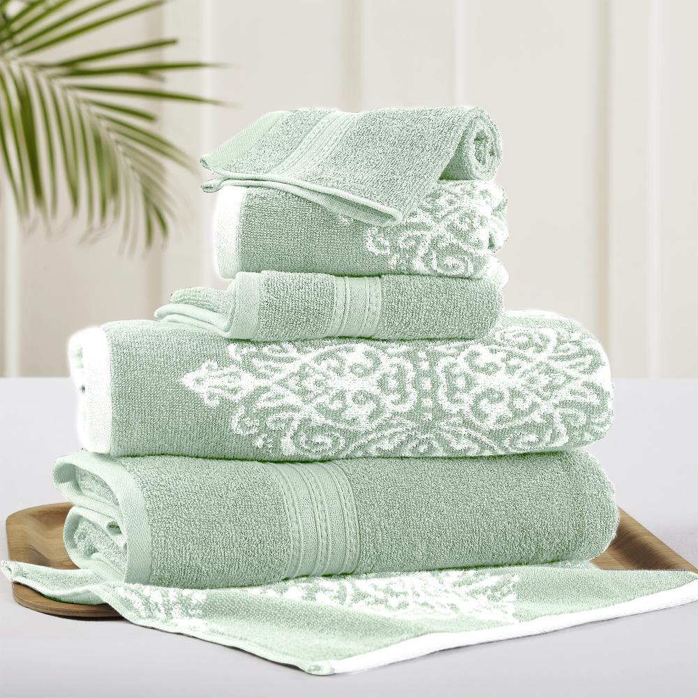 Diamond Jacquard Towels, 6 Piece Bath Sheet Towel Set, Grey Recycled b