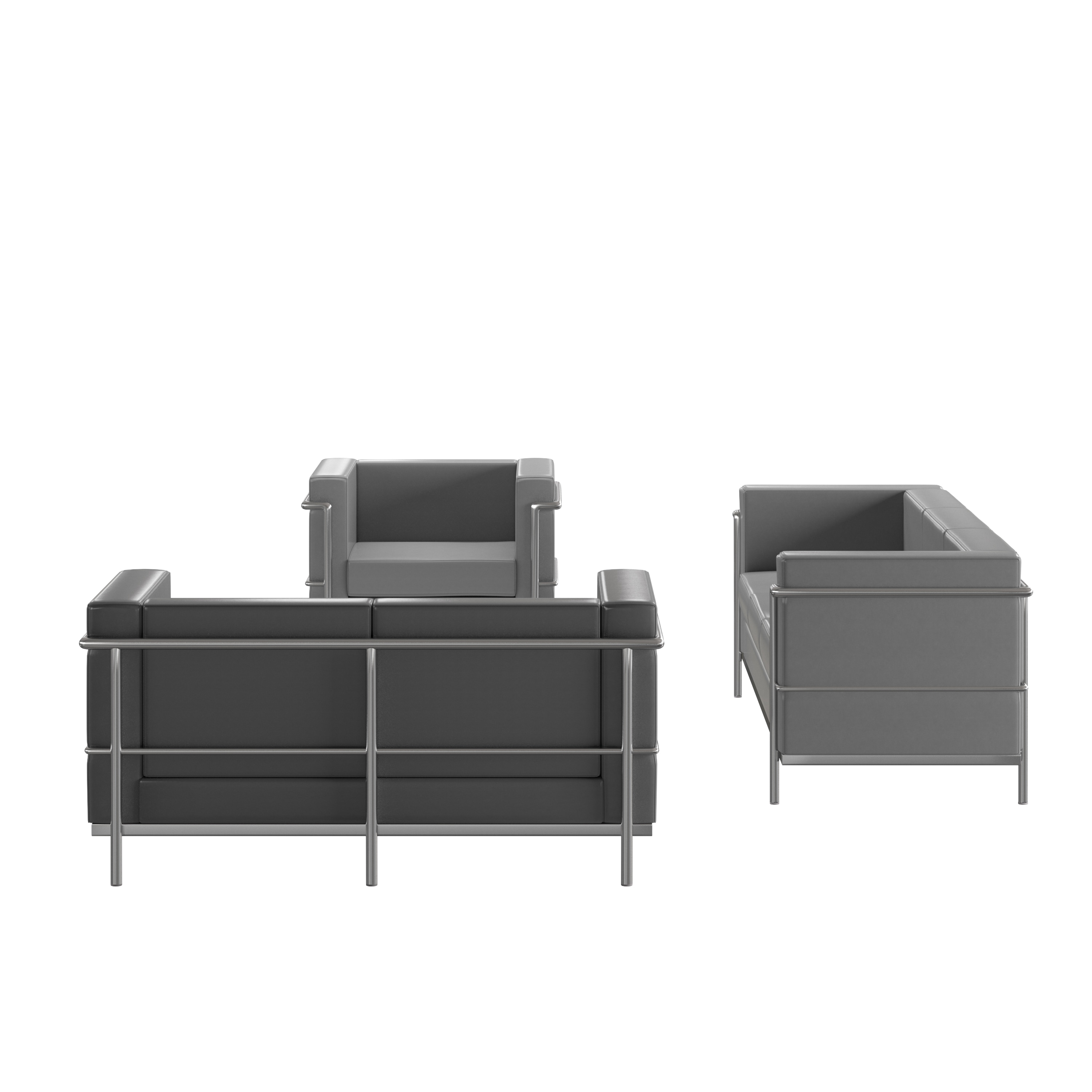 Flash Furniture 889142623663 Regal Modern Faux leather Gray Living Room Set