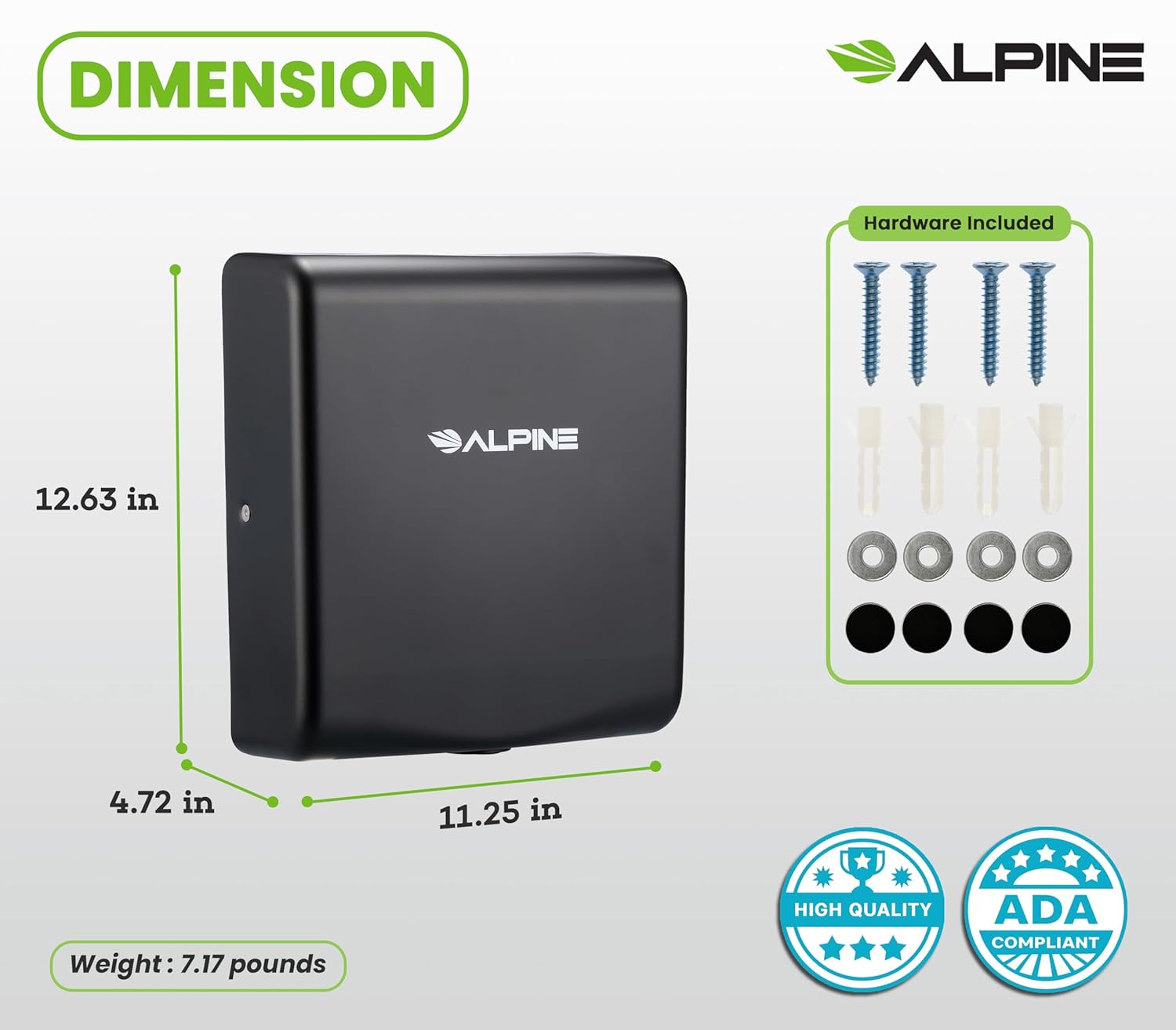 Alpine Industries 405-10-MBLK-MK Commercial-Hand-Dryers - View #10