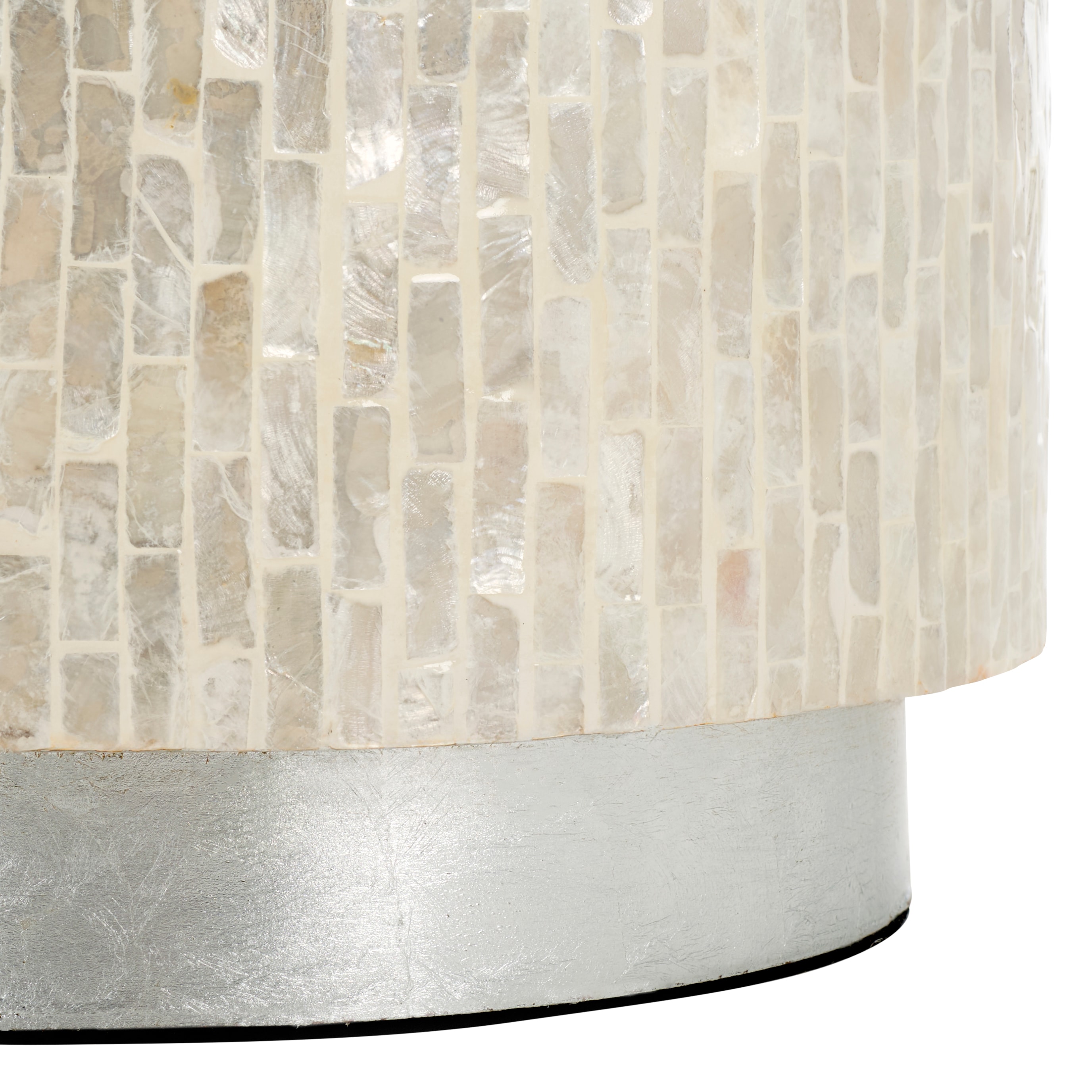 Scarlett Round Capiz Accent Table with Silver Base