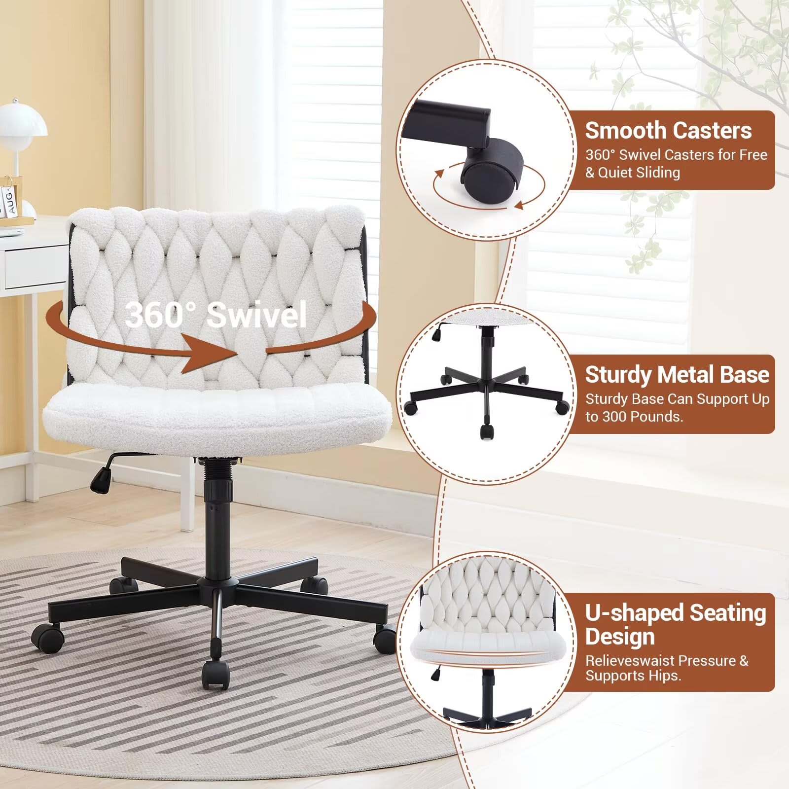 Qeetex Modern Criss Cross Chair Extra Wide Office Chair with