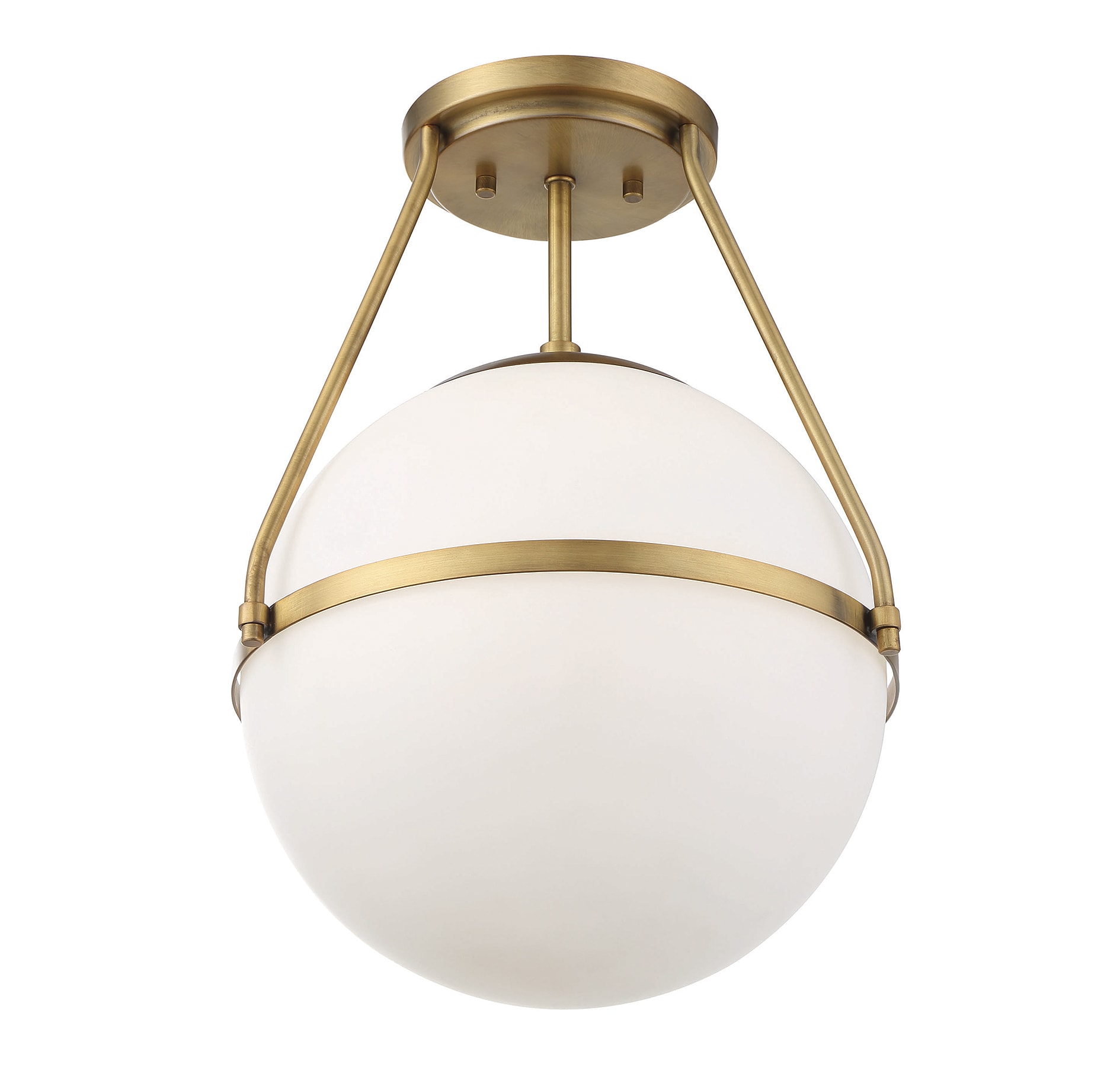 Meridian Lite Trends M60054NB Meridian 1 -Light 13.25-in Brushed Brass Semi Flush Mount Light