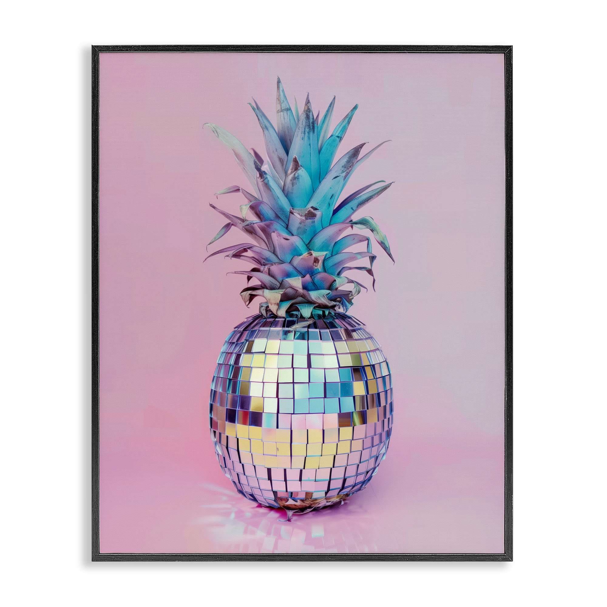 Stupell Industries BT-624-FR-11X14 Dazzling Disco Ball Pineapple Black Framed Giclee Art By Arlington Prints 11 x 14