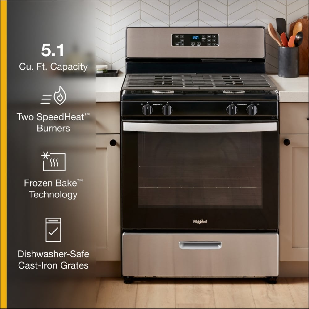 Whirlpool 30-in 4 Burners 5.1-cu ft Freestanding Natural Gas Range ...