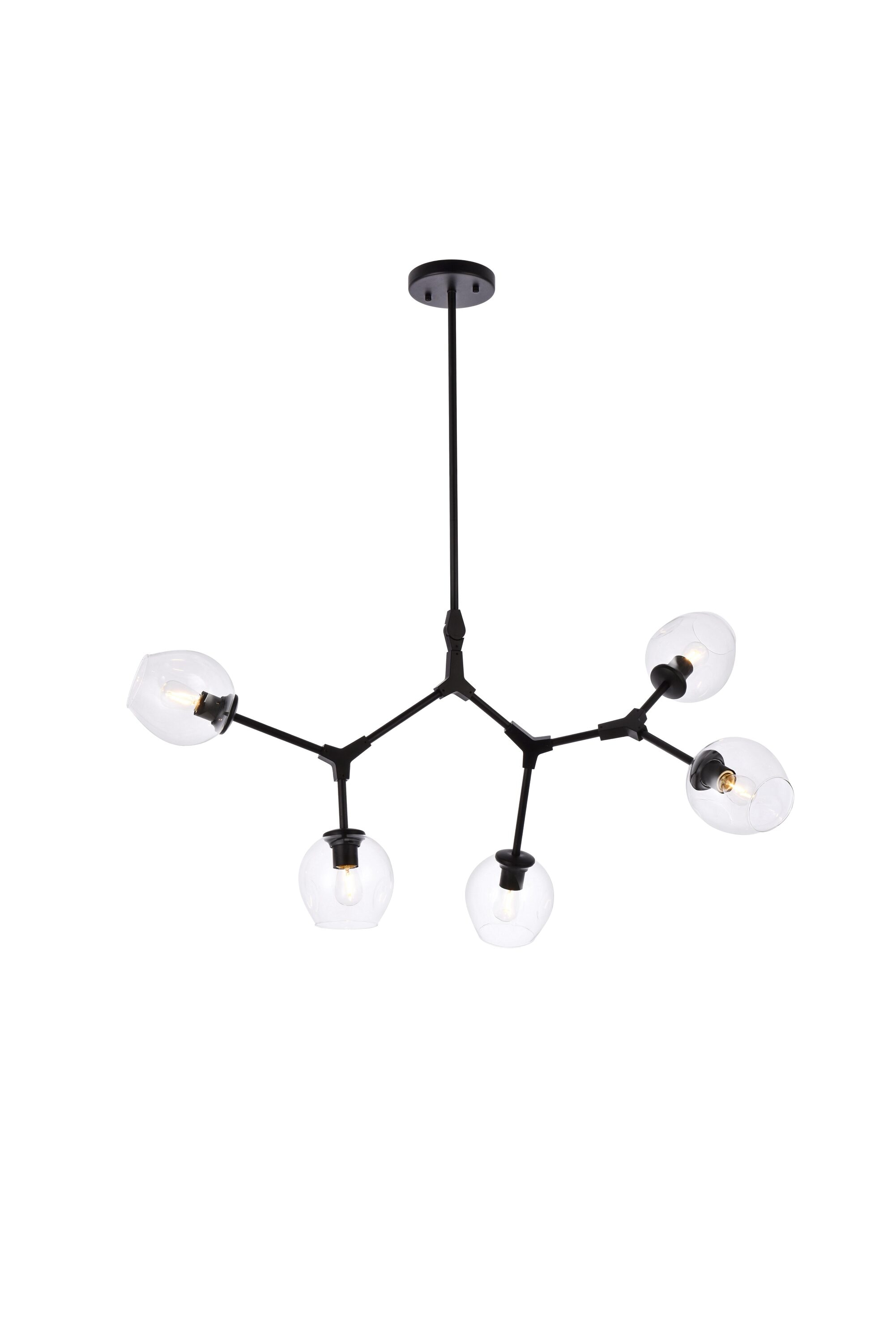 Elegant Decor HF5136D42BK Home Furnishing 5 -Light Black Modern/contemporary For Use in Bathrooms, Bedrooms, Dining Rooms, Foyers, Kitchens, Living Rooms Chandelier