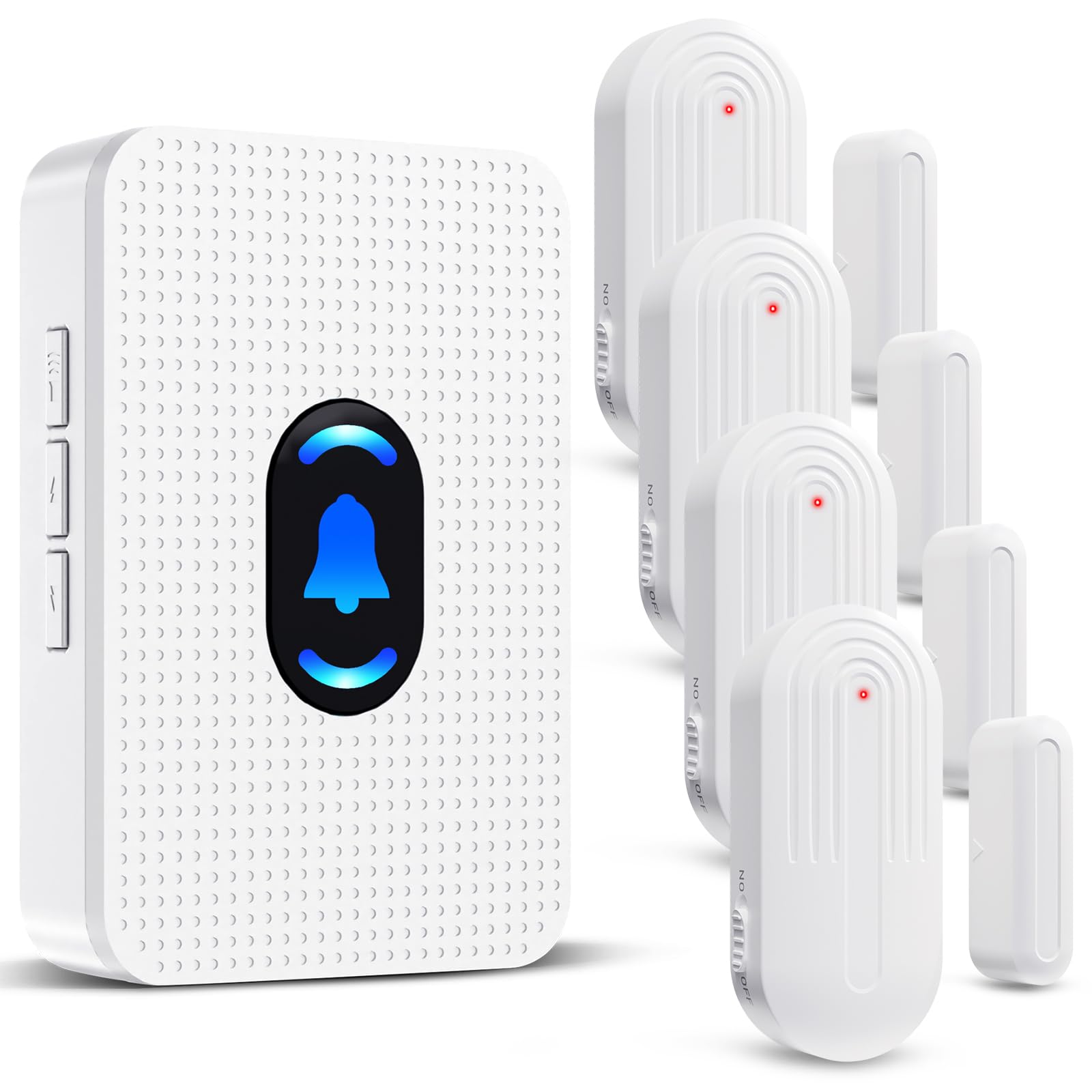 AKSCYZM  Wireless Door Chime System 800ft Range 20 Melodies 5 Volume Levels 4 Sensors 1 Receiver Entry Alert for Home Business Store Office Easy