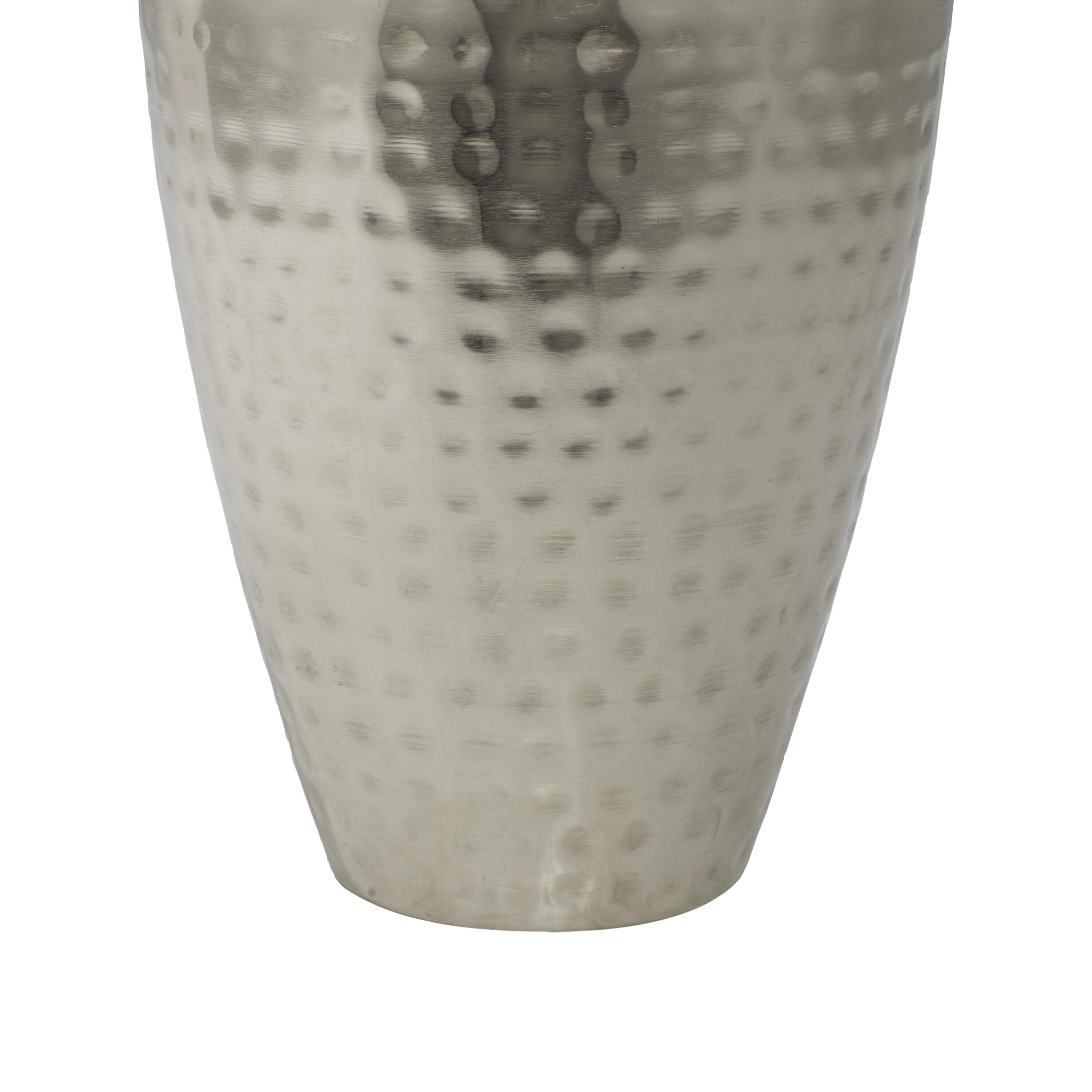 Contemporary 7" x 16" Silver Iron Jar with Wooden Lid