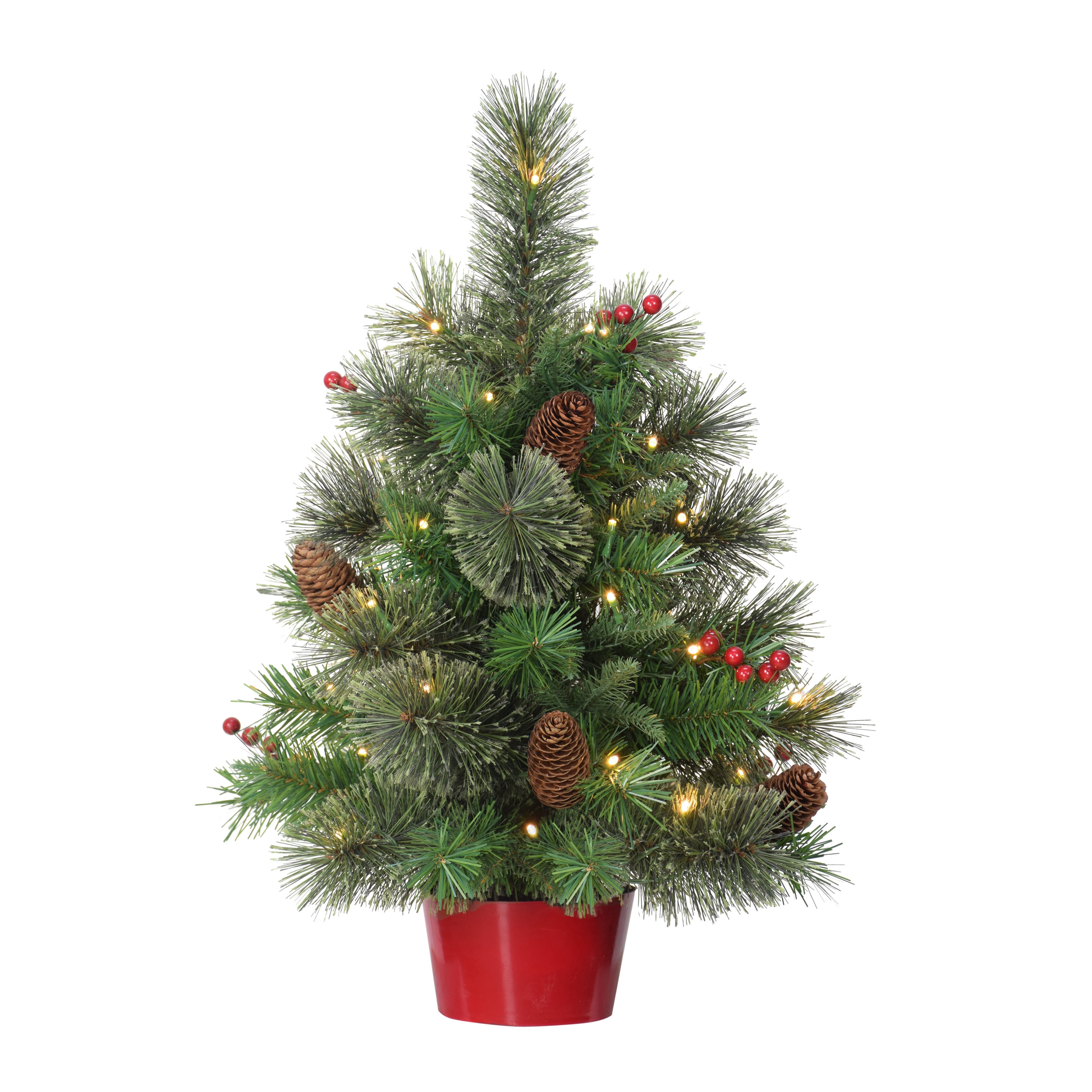 Puleo International 1829-ST20LW035A-BO 2-Feet Pre-lit Artificial Christmas Tree with White LED Lights