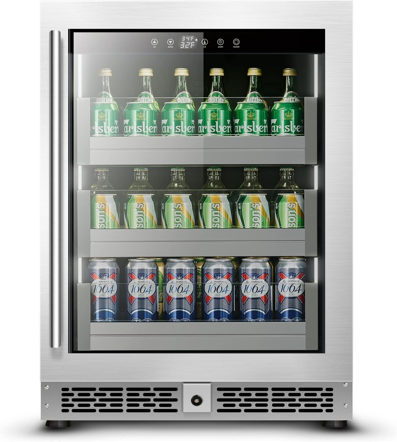 Jeremy Cass DNLWASH71 23.42-Inches W 154 -Can Capacity Silver Built-in/Freestanding Indoor Beverage Refrigerator with Glass Door