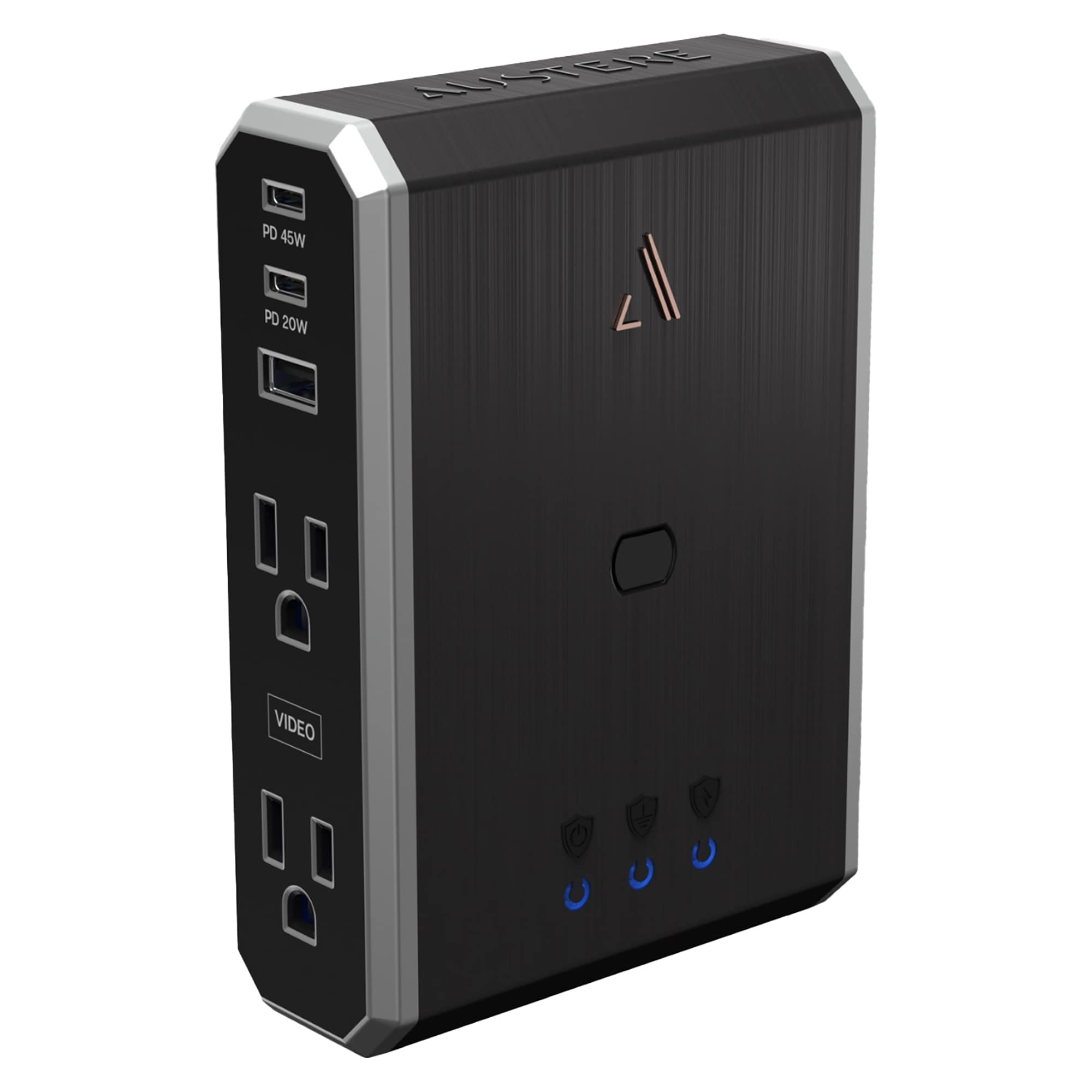Austere VII Series 4 -Outlet 3500 Joules 1800 -Watts Black Indoor Wall tap Surge Protector